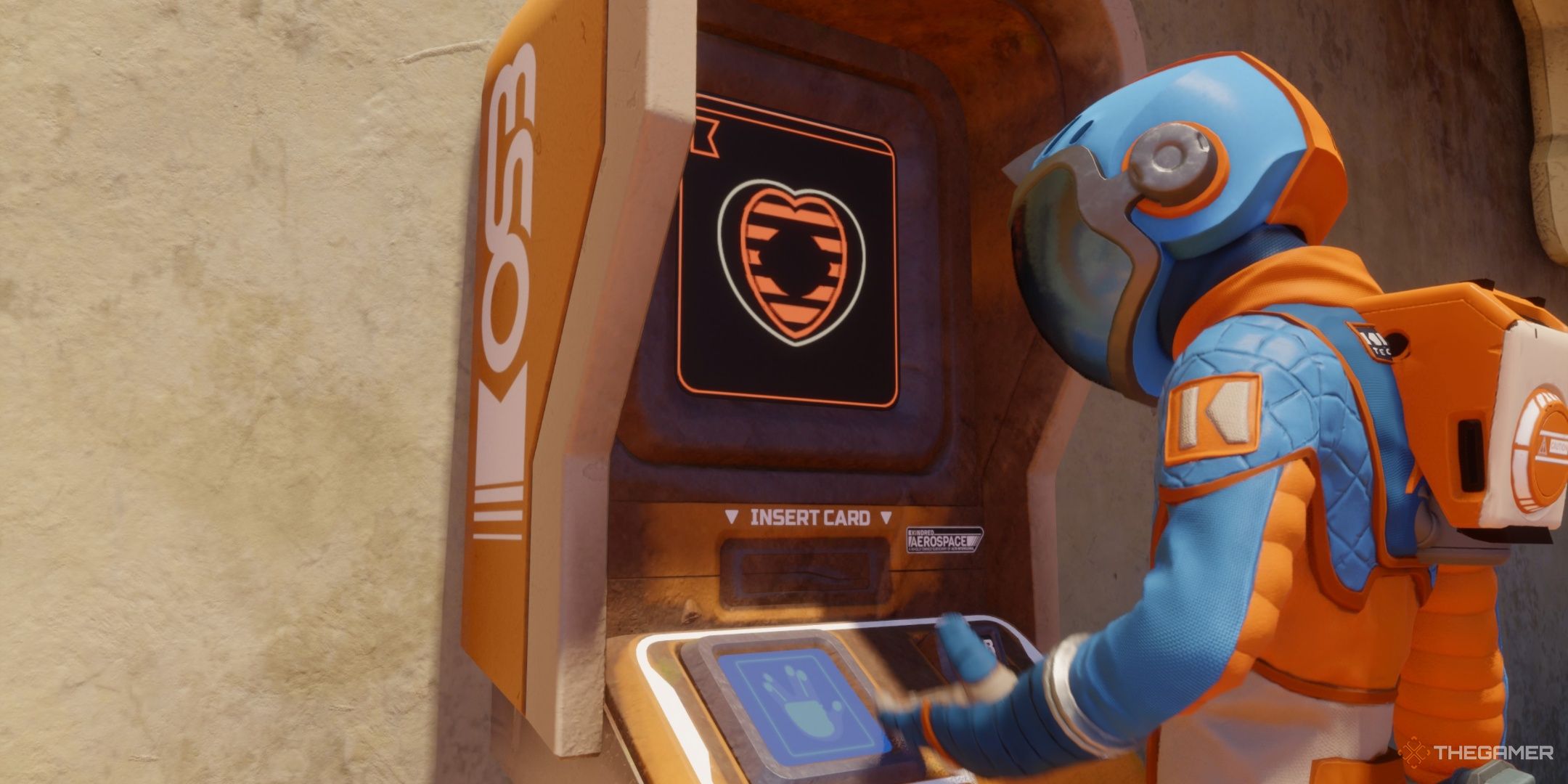 The player interacting with a terminal in revenge of the savage planet.