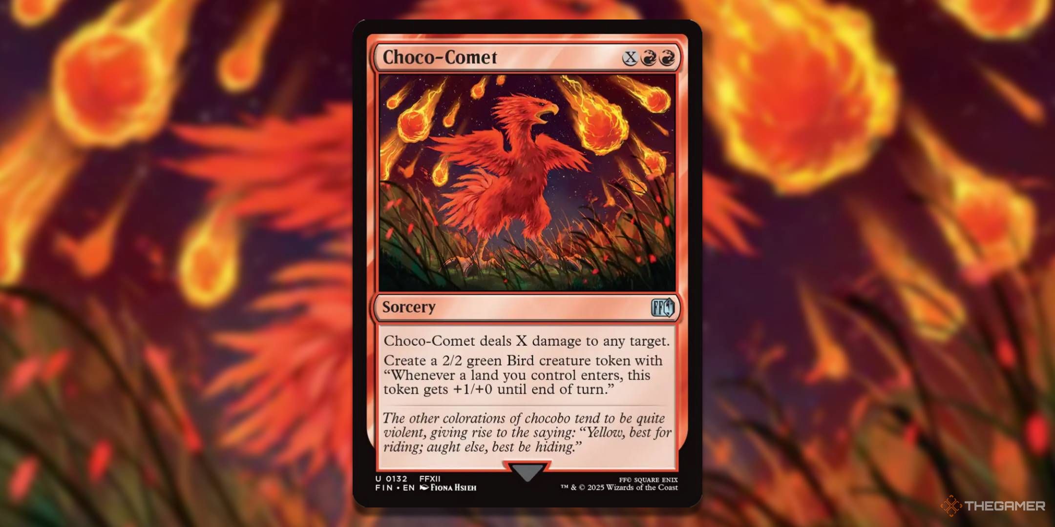 MTG Choco-Comet card with the art in the background.