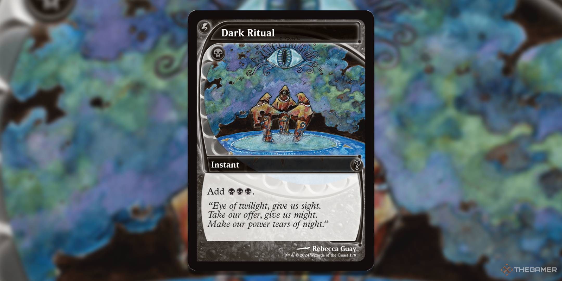 MTG Dark Ritual MB2 card with the art in the background.
