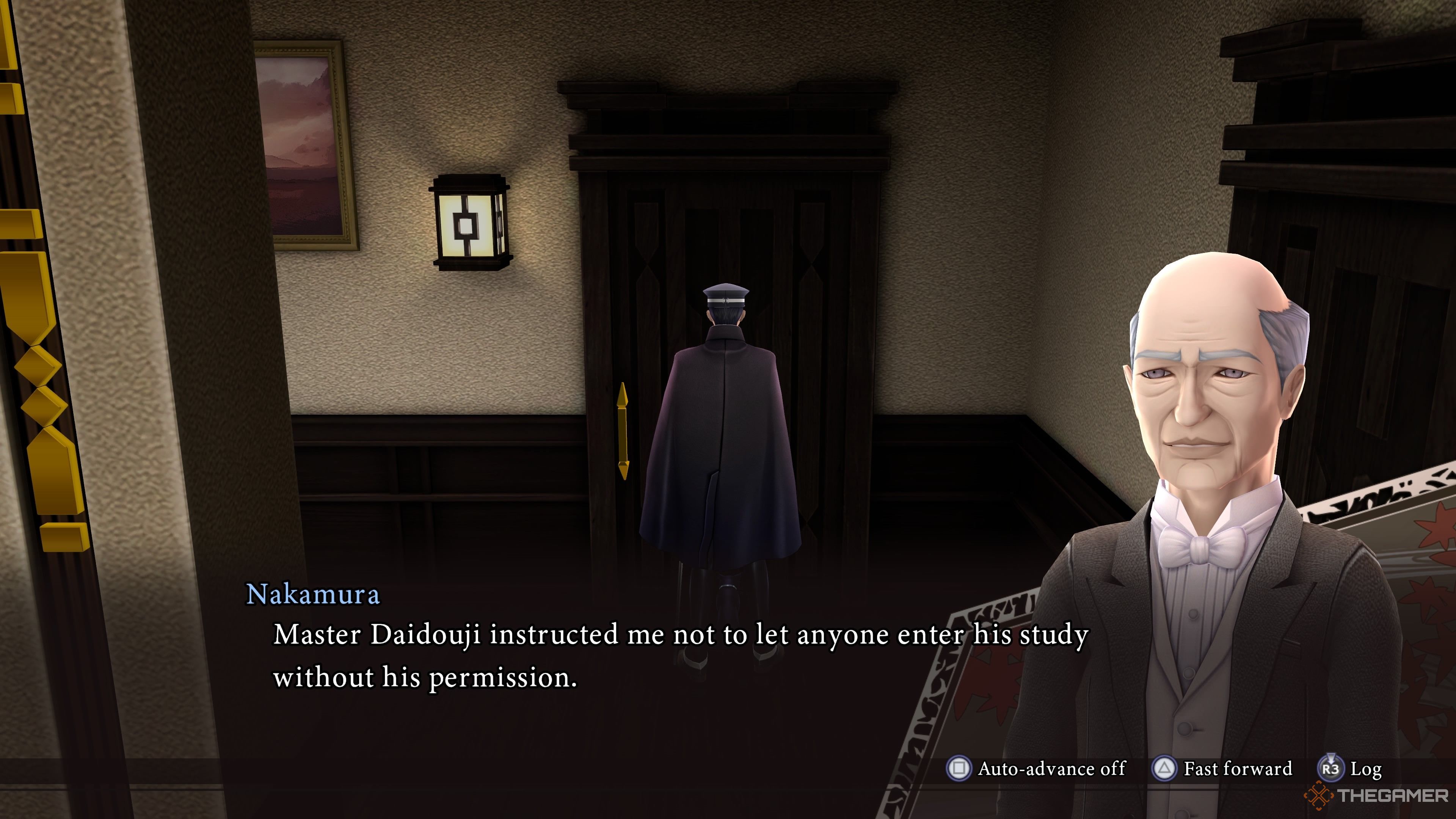 Nakamura banning you from the study at Daidouji Manor in Raidou Remastered The Mystery of the Soulless Army.