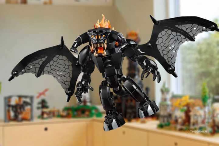 New Project - 2025-05-27T152234.165lego balrog in front of a blurred image of all the other lord of the rings sets.
