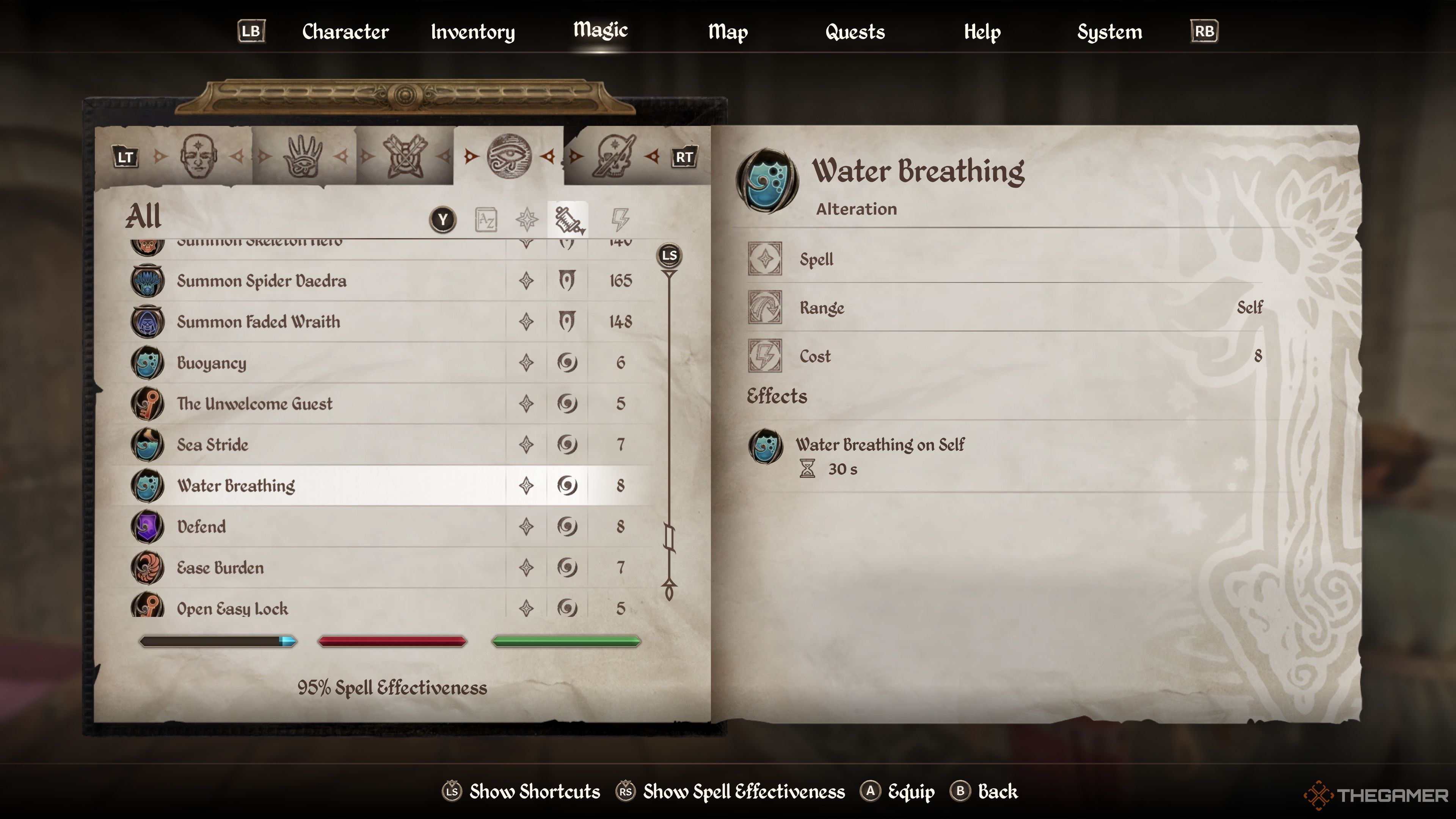 Oblivion Remastered Best Alteration Spells Water Breathing 1