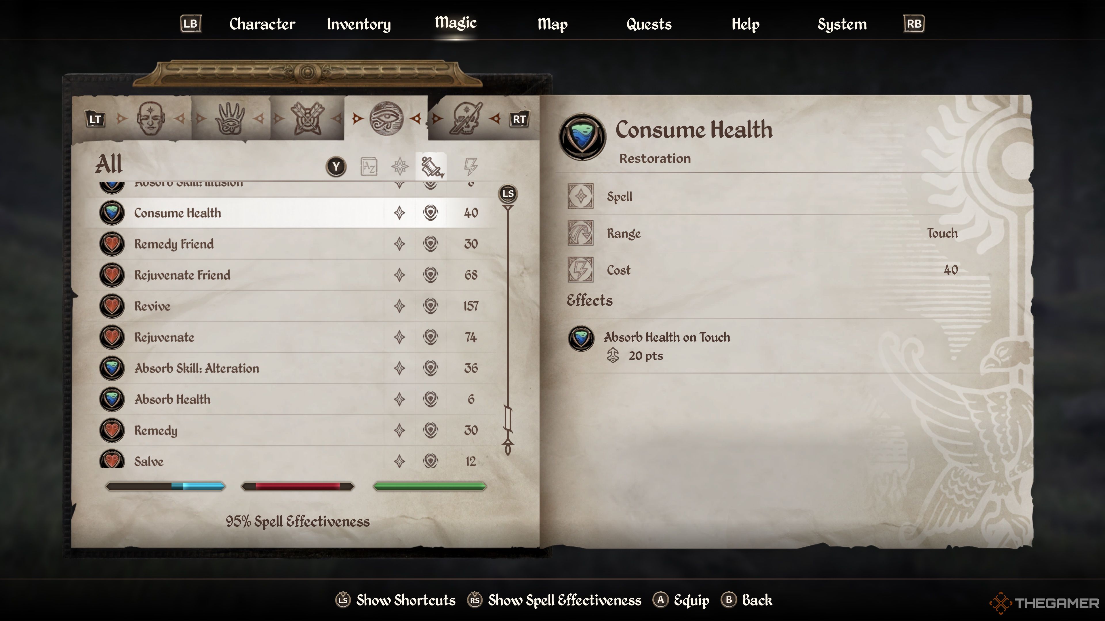 Oblivion Remastered Best Restoration Spells Consume Health 10
