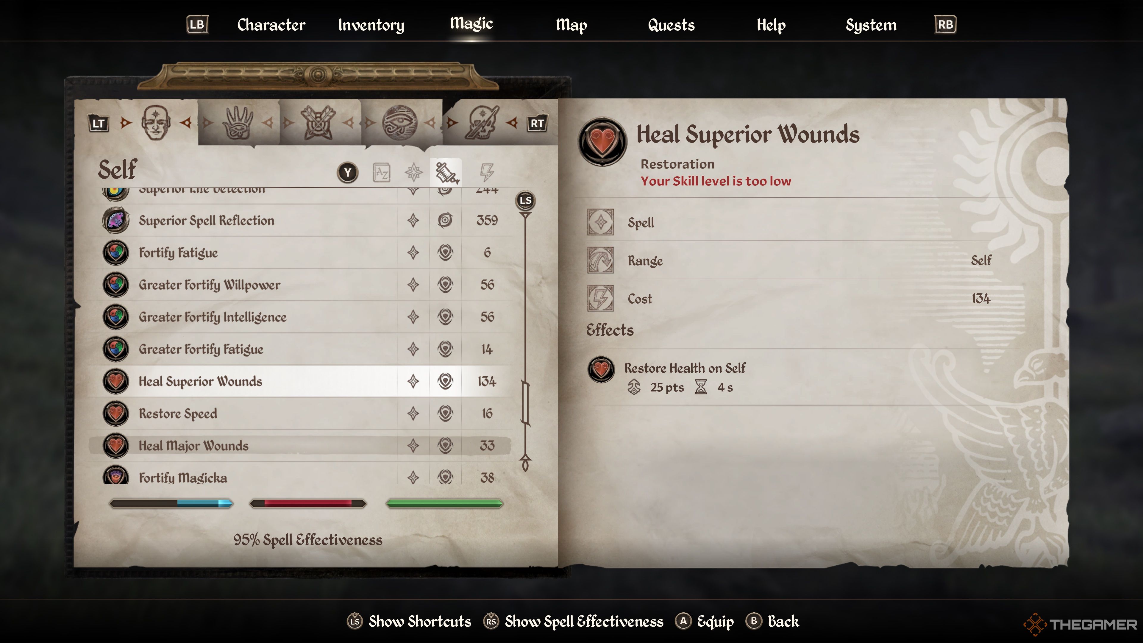Oblivion Remastered Best Restoration Spells Heal Superior Wounds 4