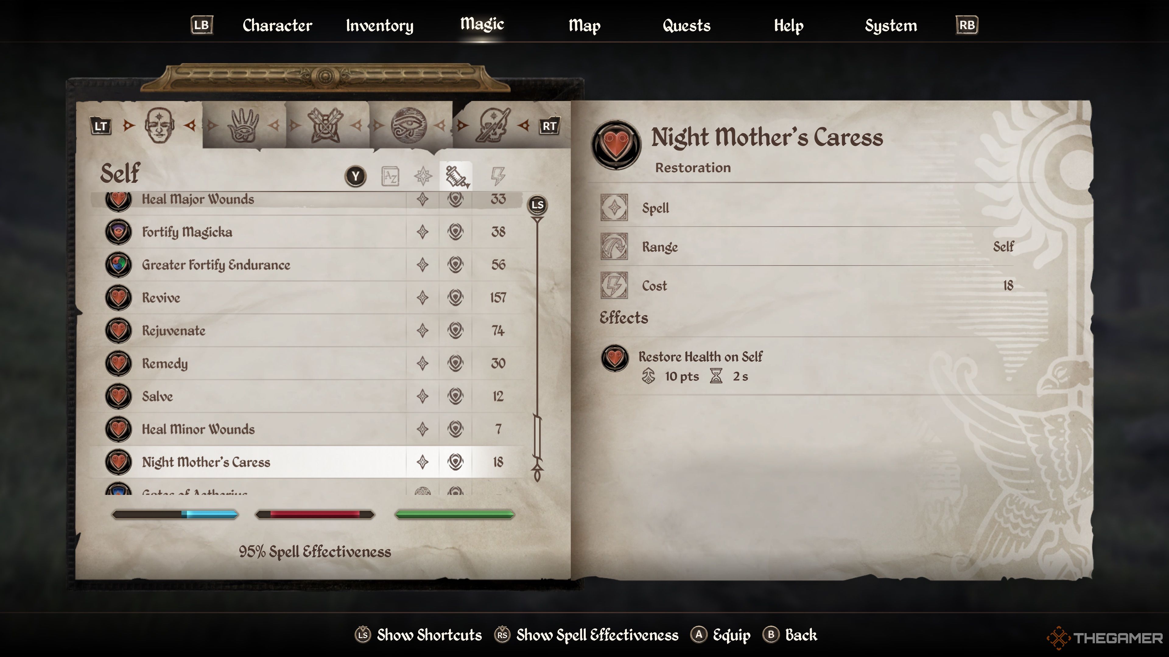 Oblivion Remastered Best Restoration Spells Night Mother's Caress 9