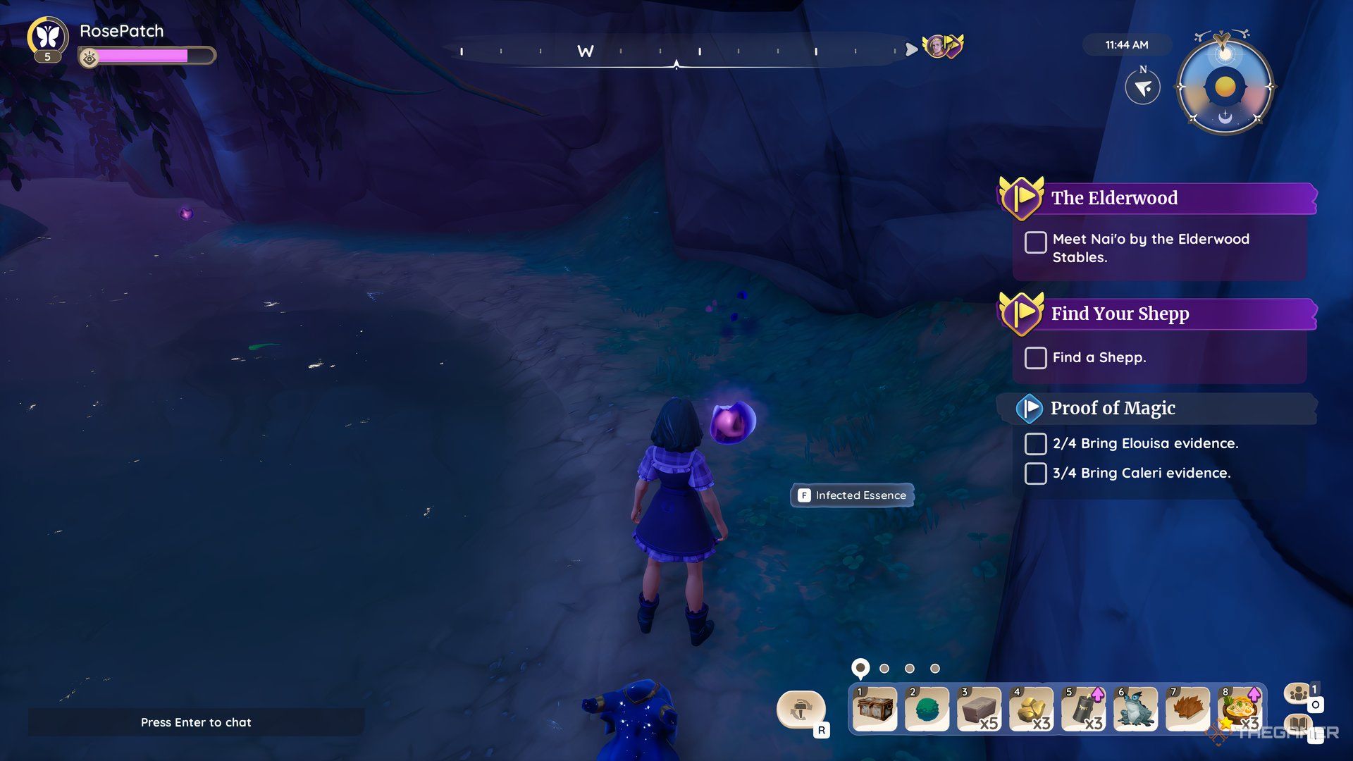 Finding An Orb Of Infected Essense In Elderwoods In Palia.