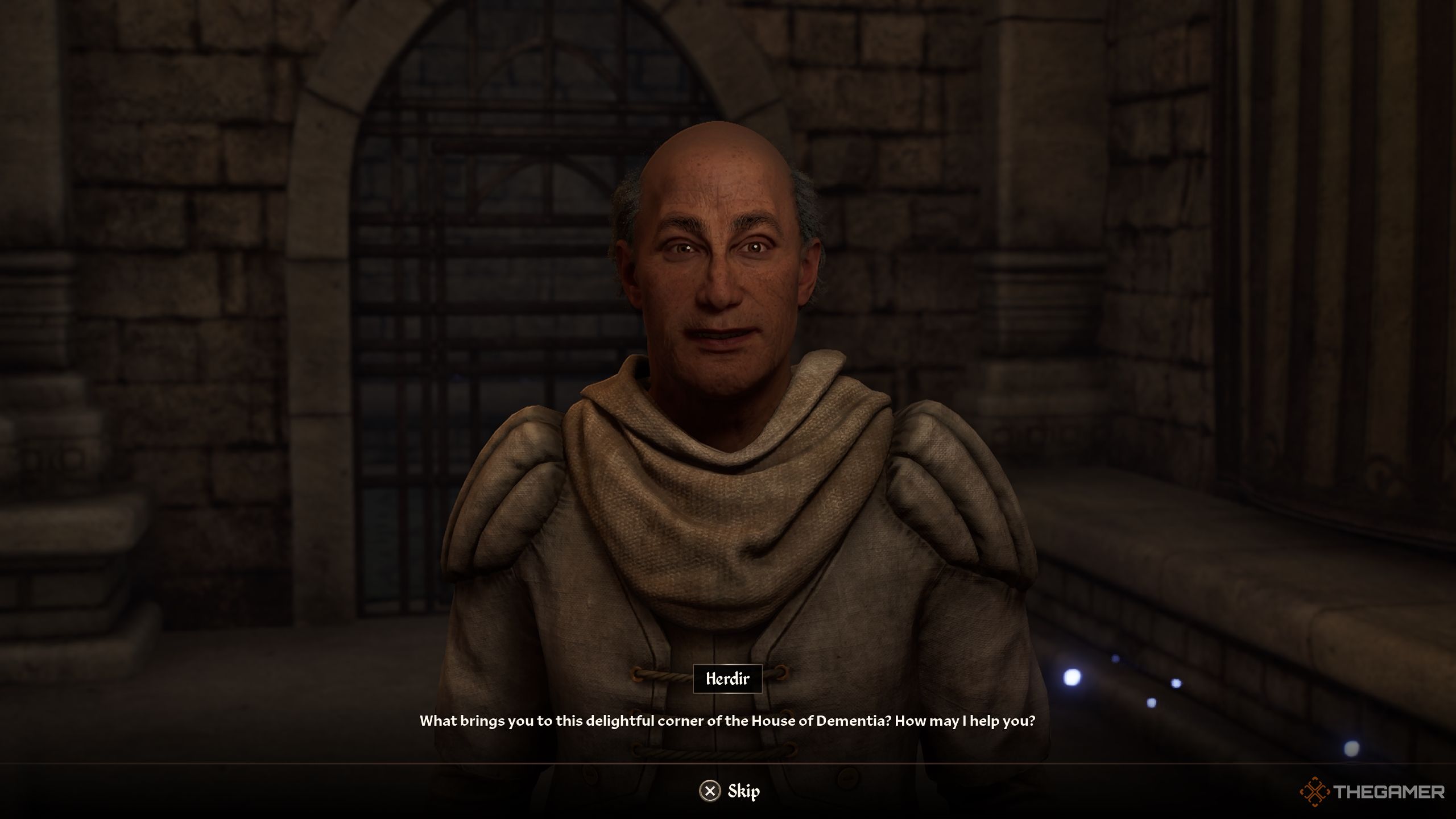 Player speaking to Herdir - Oblivion Remastered