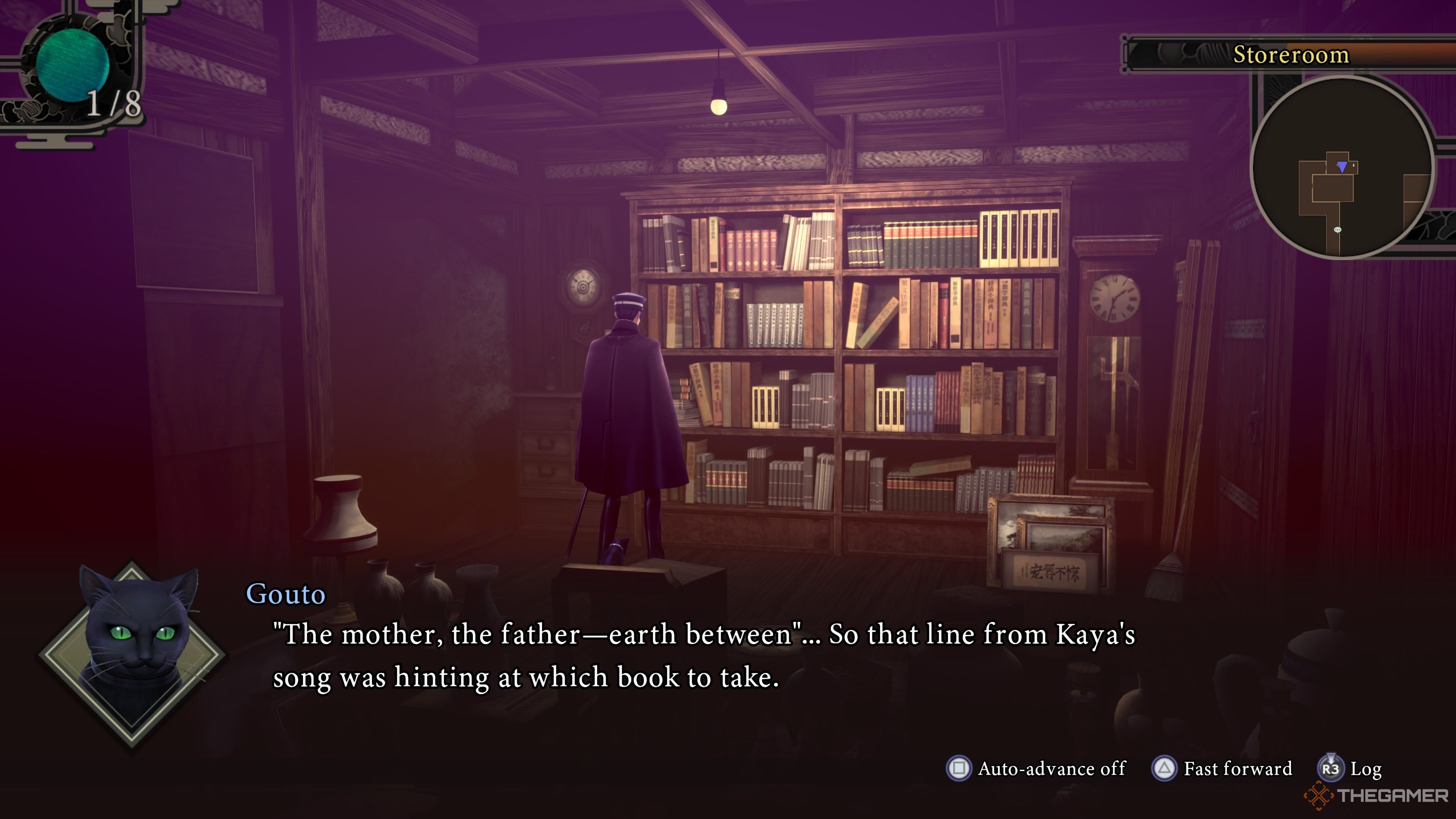 Raidou choosing which book you should take at Daidouji Manor in Raidou Remastered The Mystery of the Soulless Army.