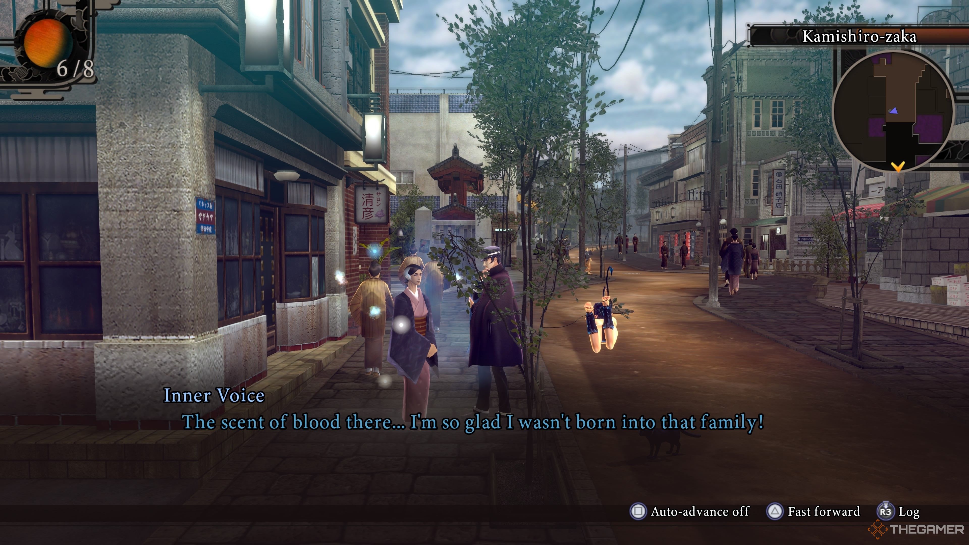 Reading a character's mind in Raidou Remastered The Mystery of the Soulless Army.