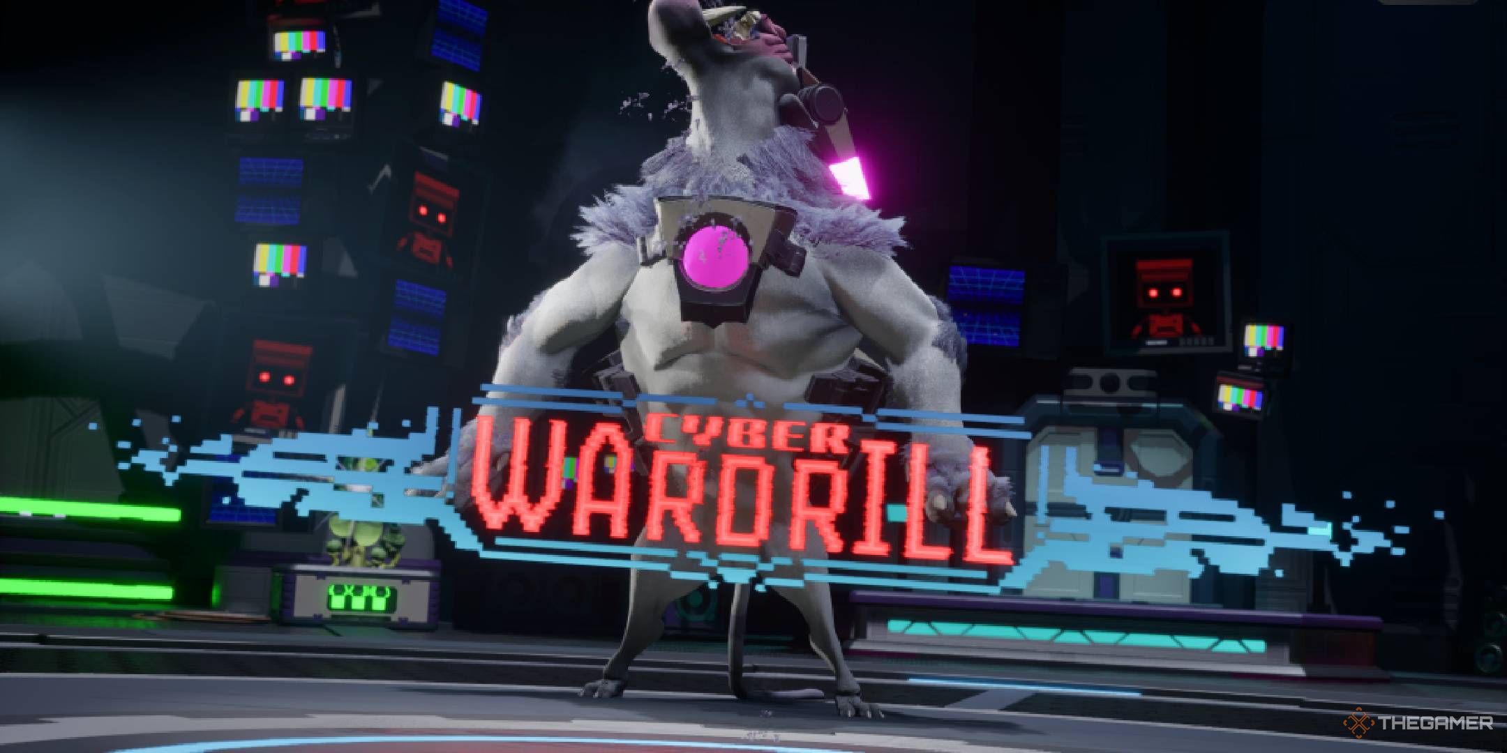 Revenge of the Savage Planet Cyber Wardrill stretching before the boss fight.