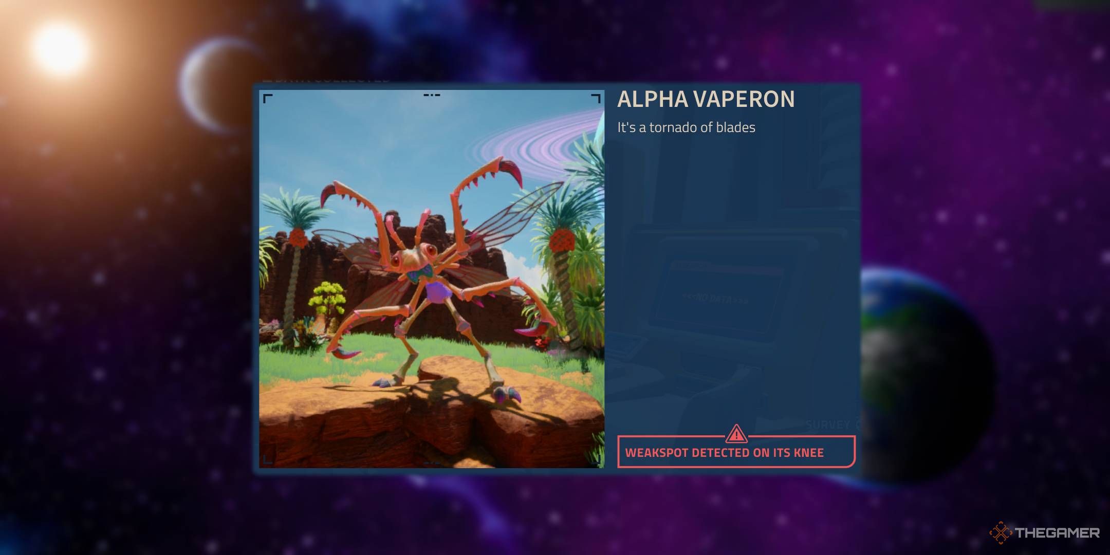 Revenge of the Savage Planet scanner description for the Alpha Vaperon.
