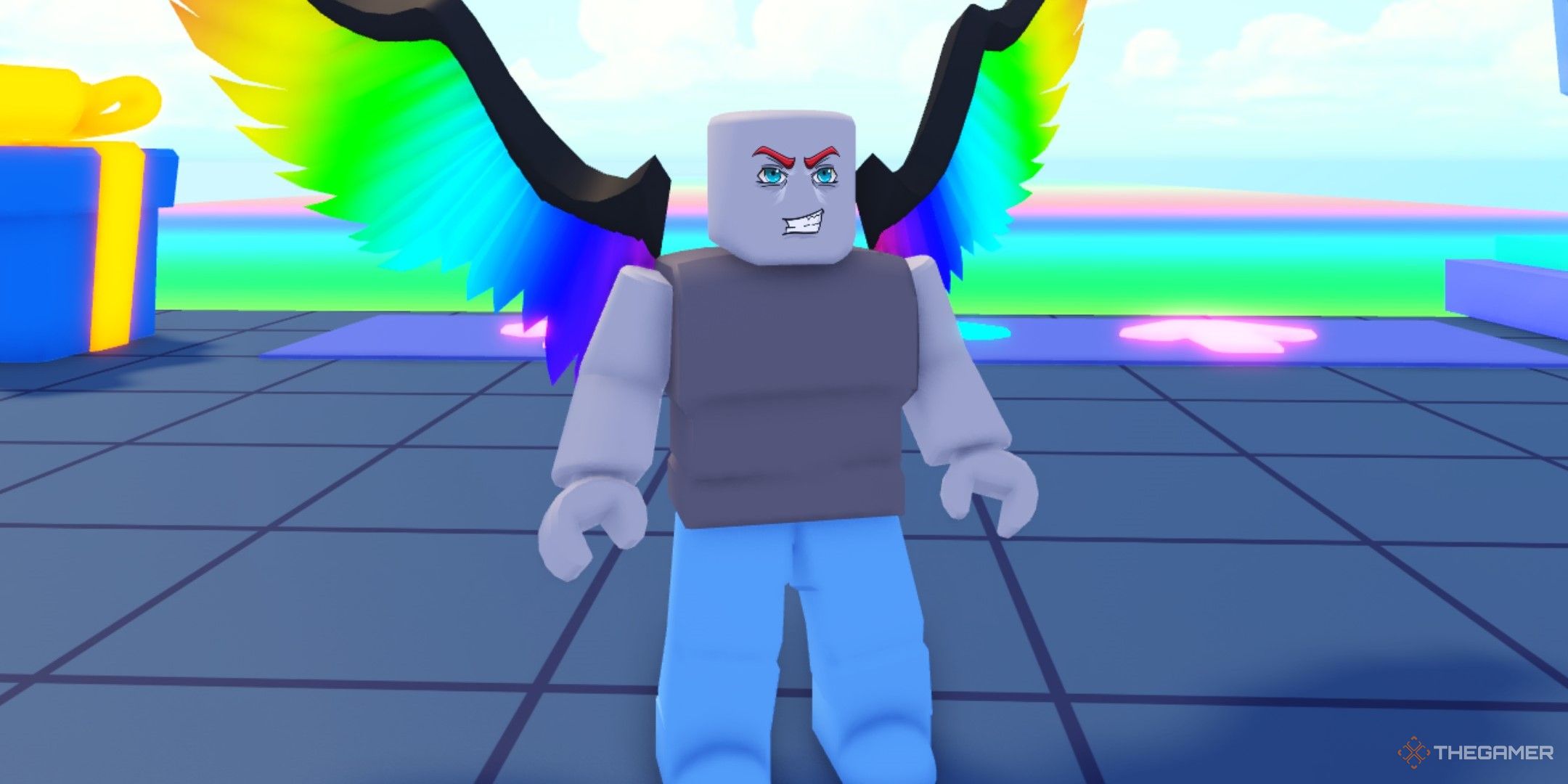 a player in Building Towers To Fly Further on Roblox