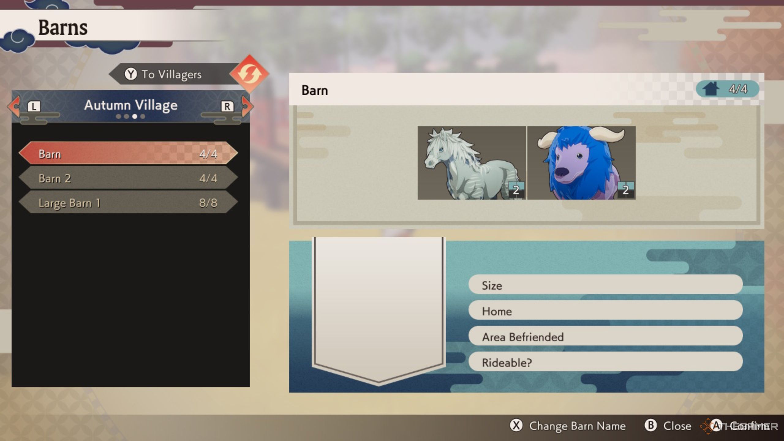 Rune Factory Guardians Of Azuma animals inside a barn.