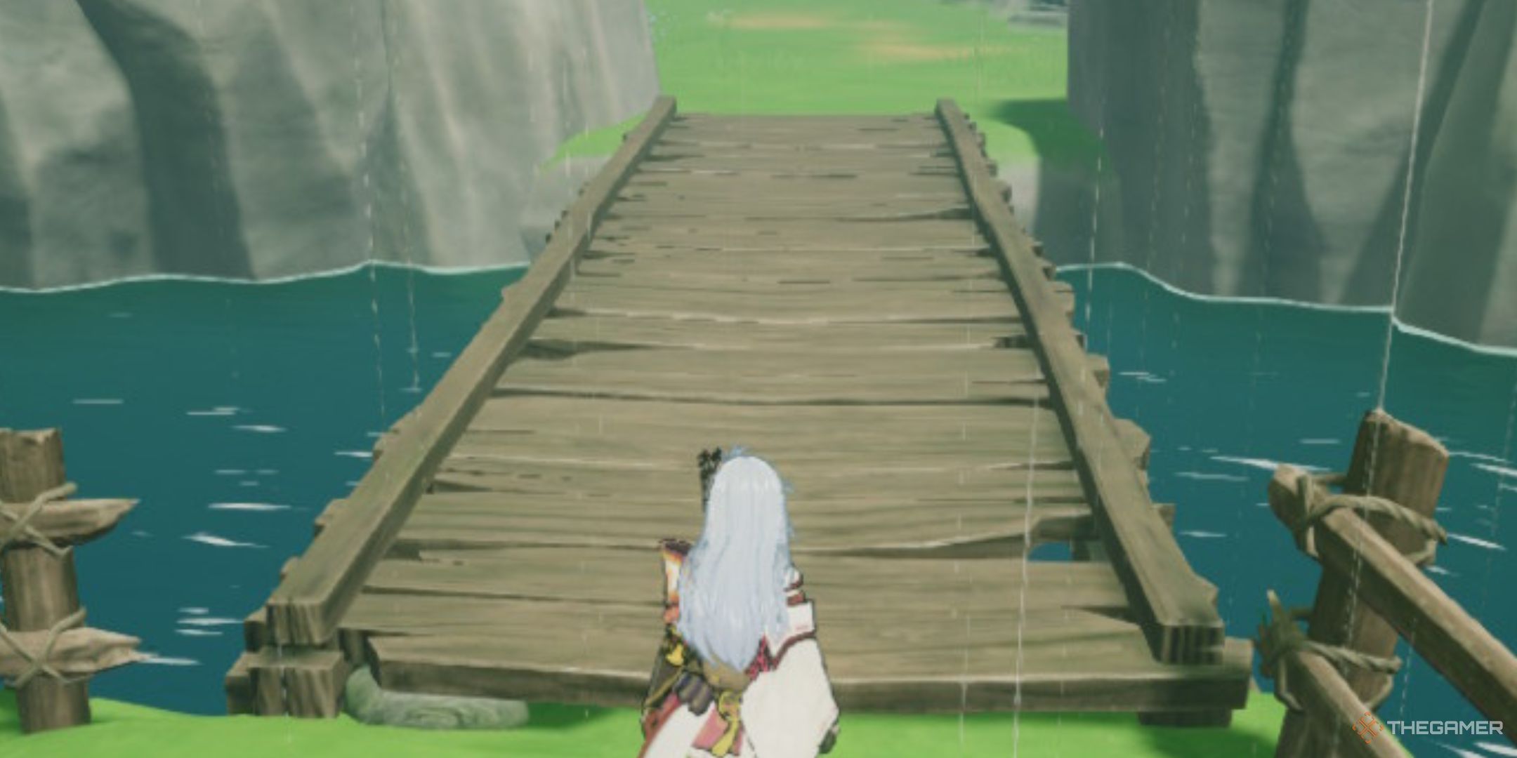 Rune Factory Guardians Of Azuma bridge in spring village repaired.