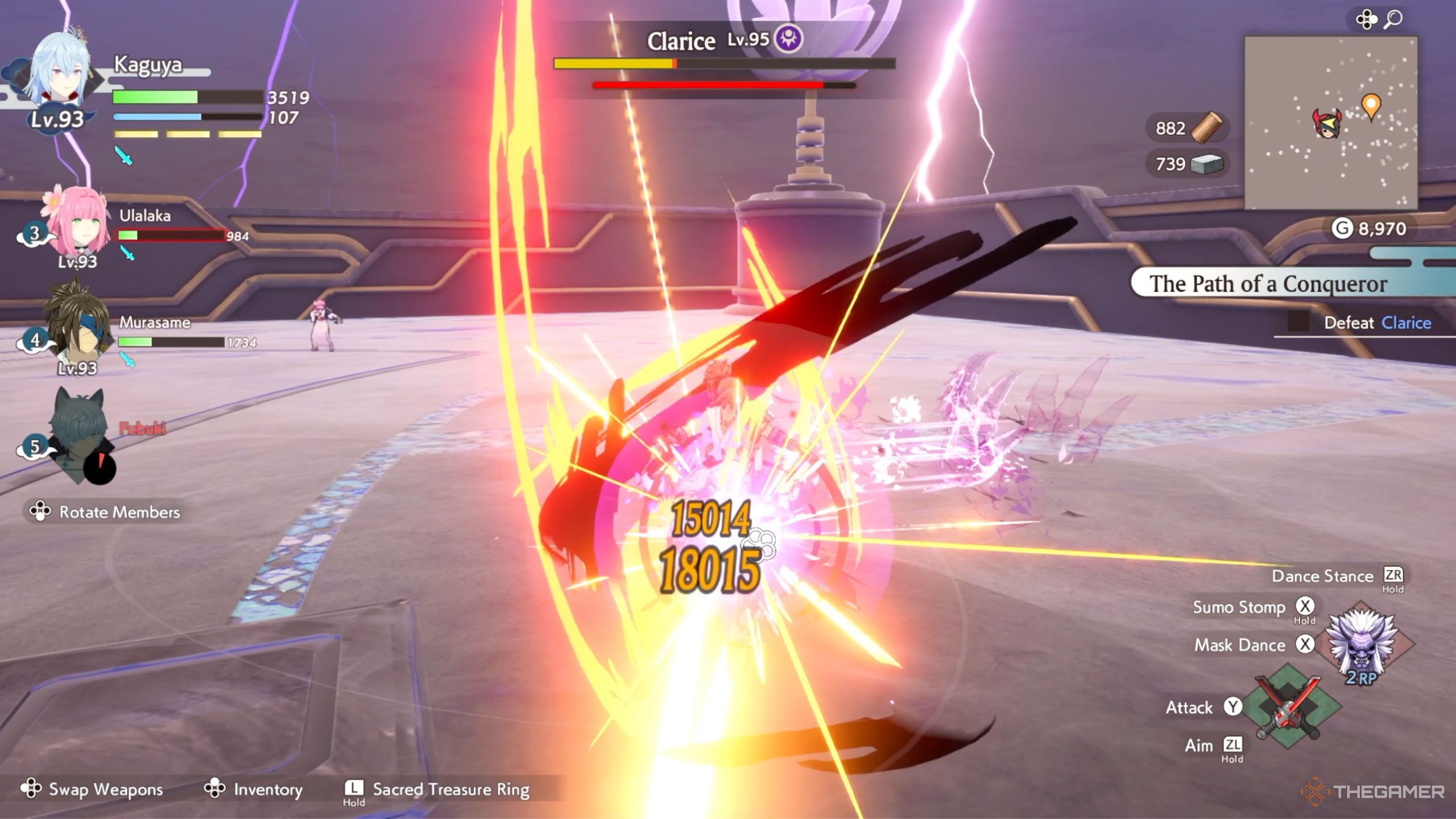 Rune Factory Guardians Of Azuma dealing high damage to elemental weak enemies.