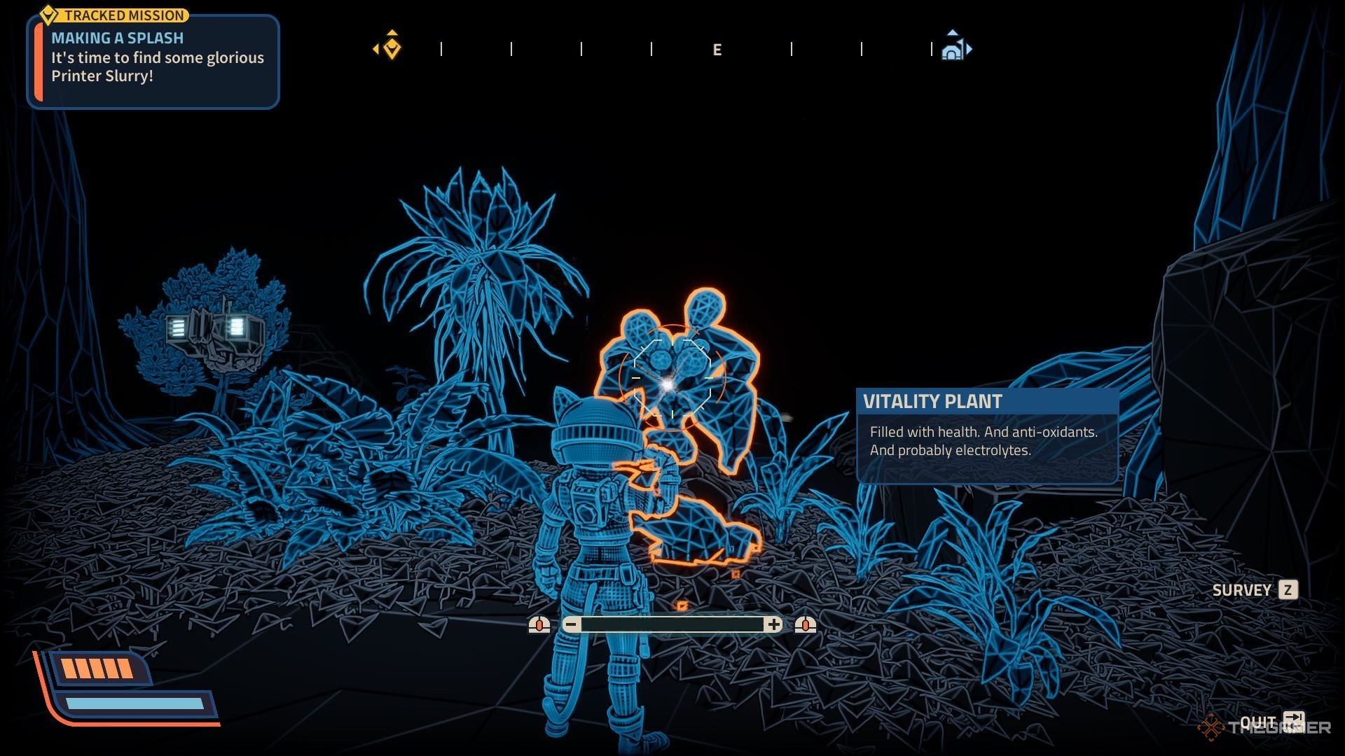 Scanning a Vitality Plant in Revenge of the Savage Planet.
