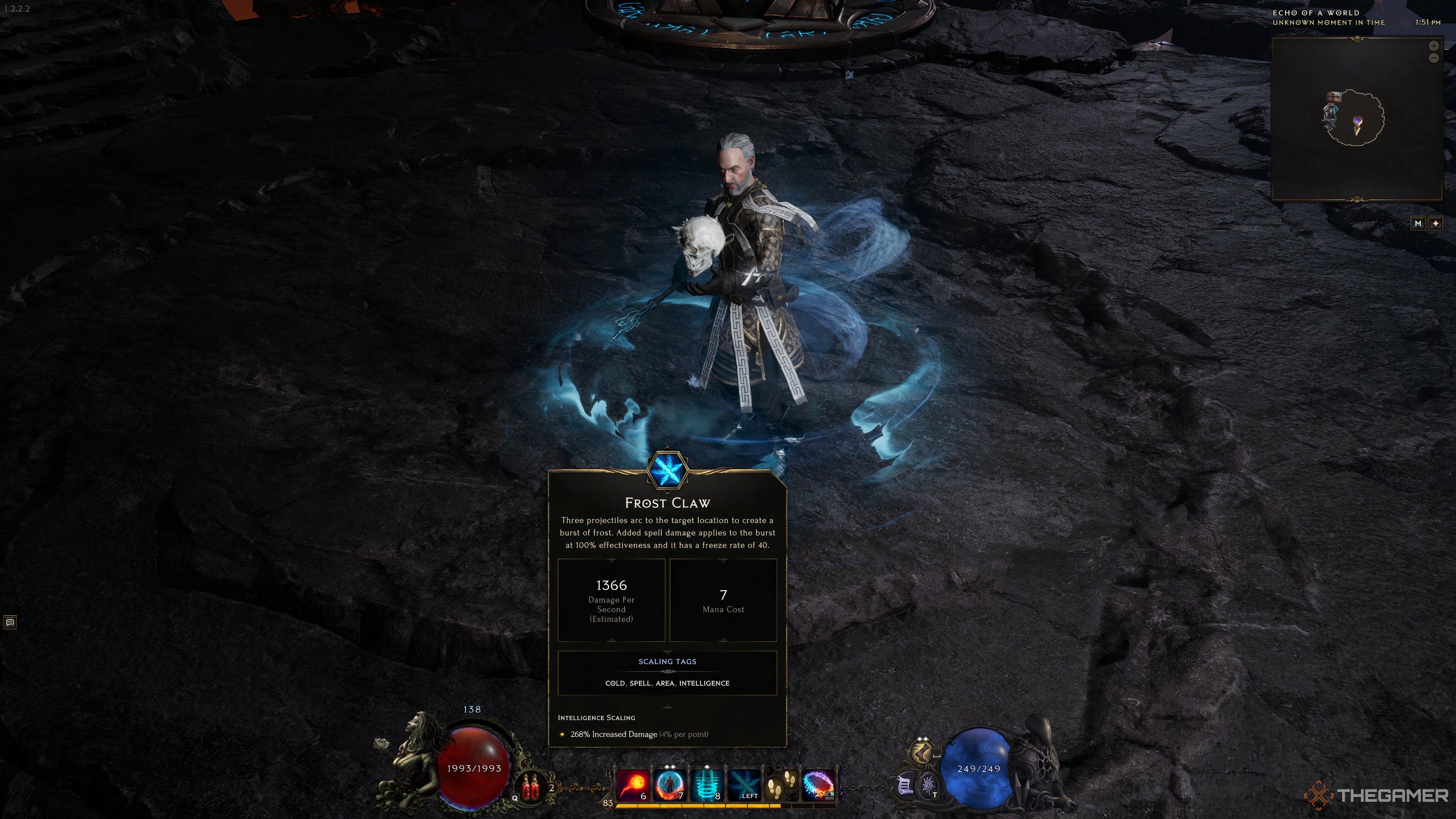 Sorcerer hovering over the Frost Claw skill in Last Epoch.