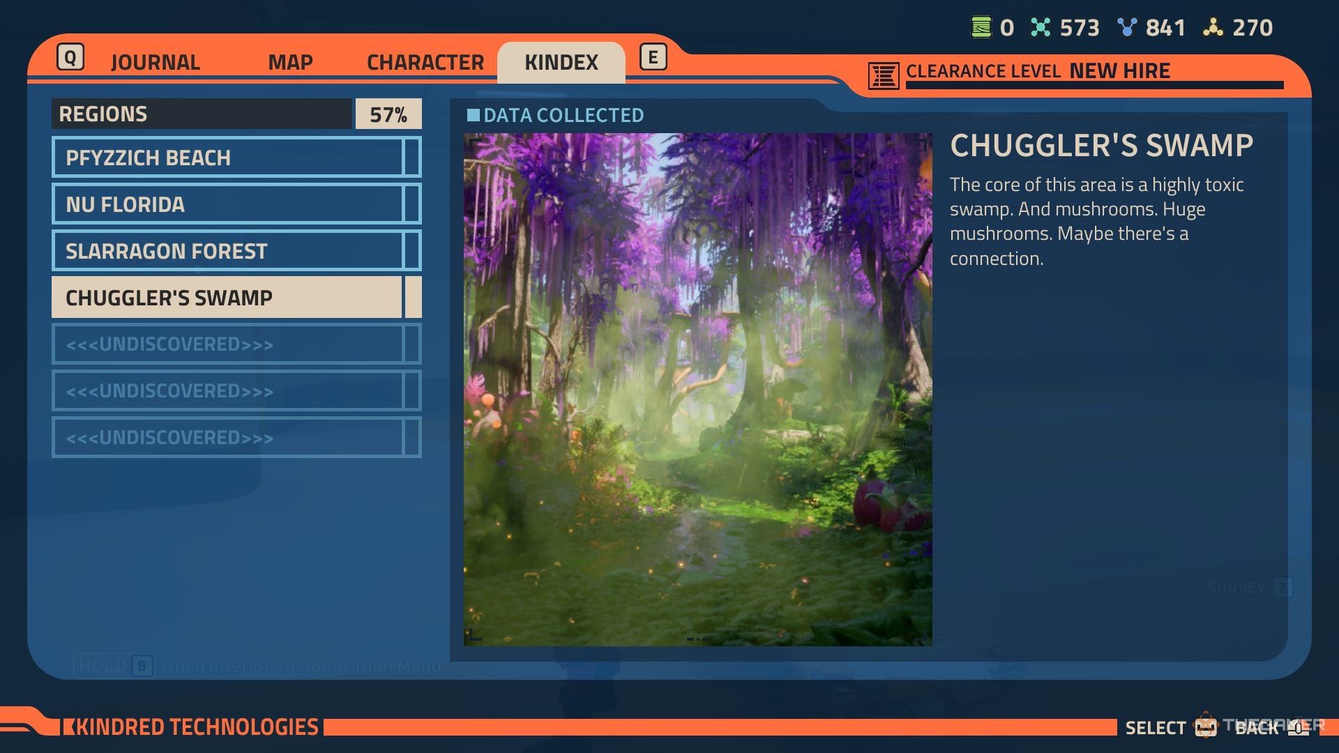 The Chuggler's Swamp Kindex entry on Stellaris Prime in Revenge of the Savage Planet.