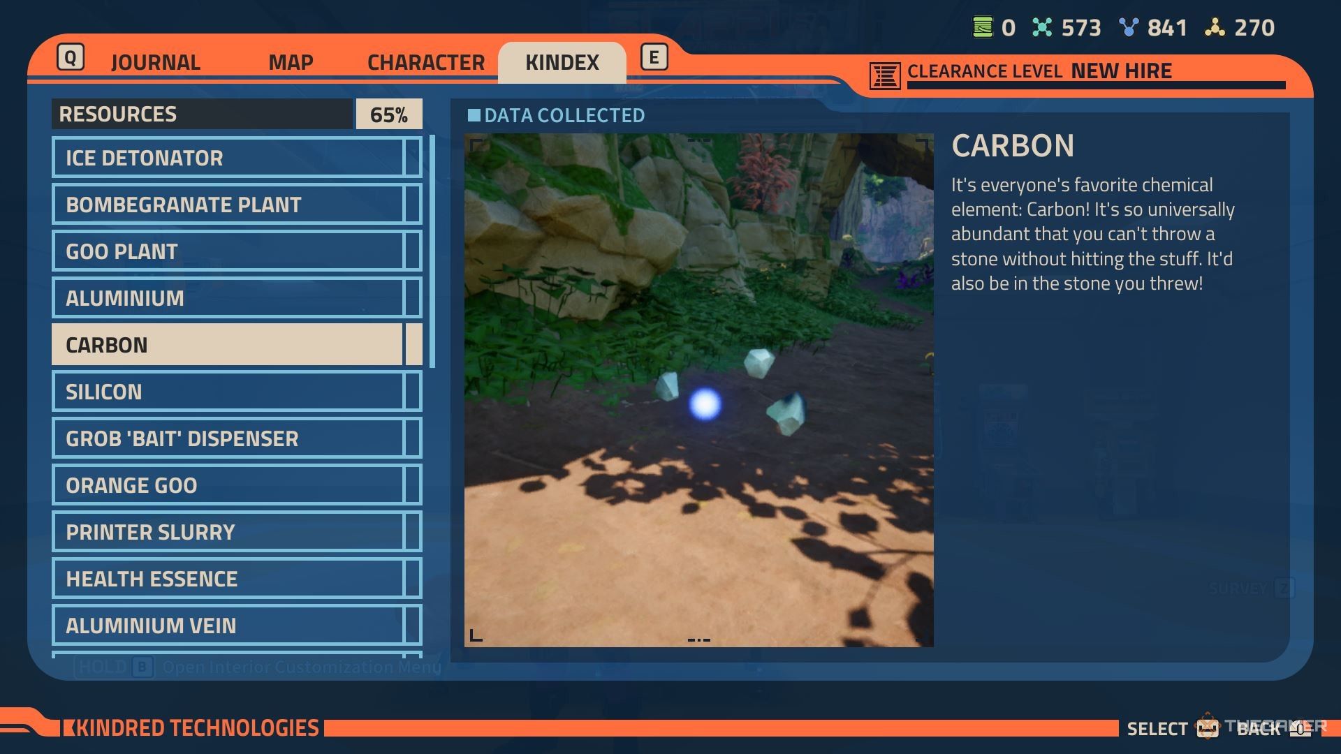 The Kindex image for Carbon in Revenge of the Savage Planet.