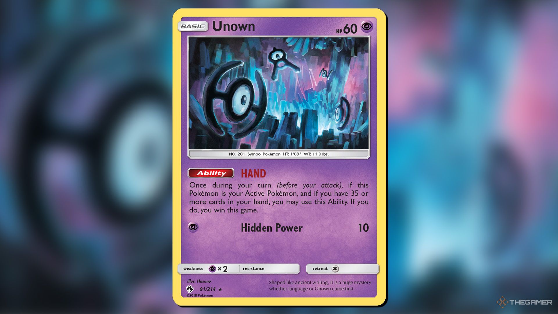 Unown Hand from the Lost Thunder set in Pokemon TCG.