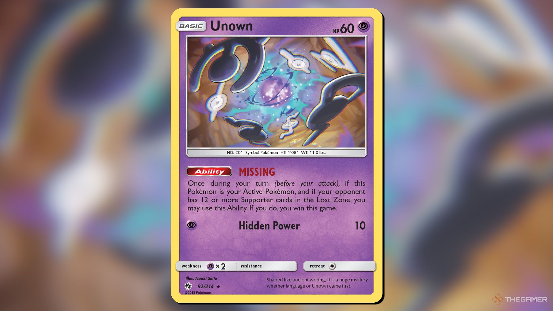 Unown Missing from the Lost Thunder set in Pokemon TCG.