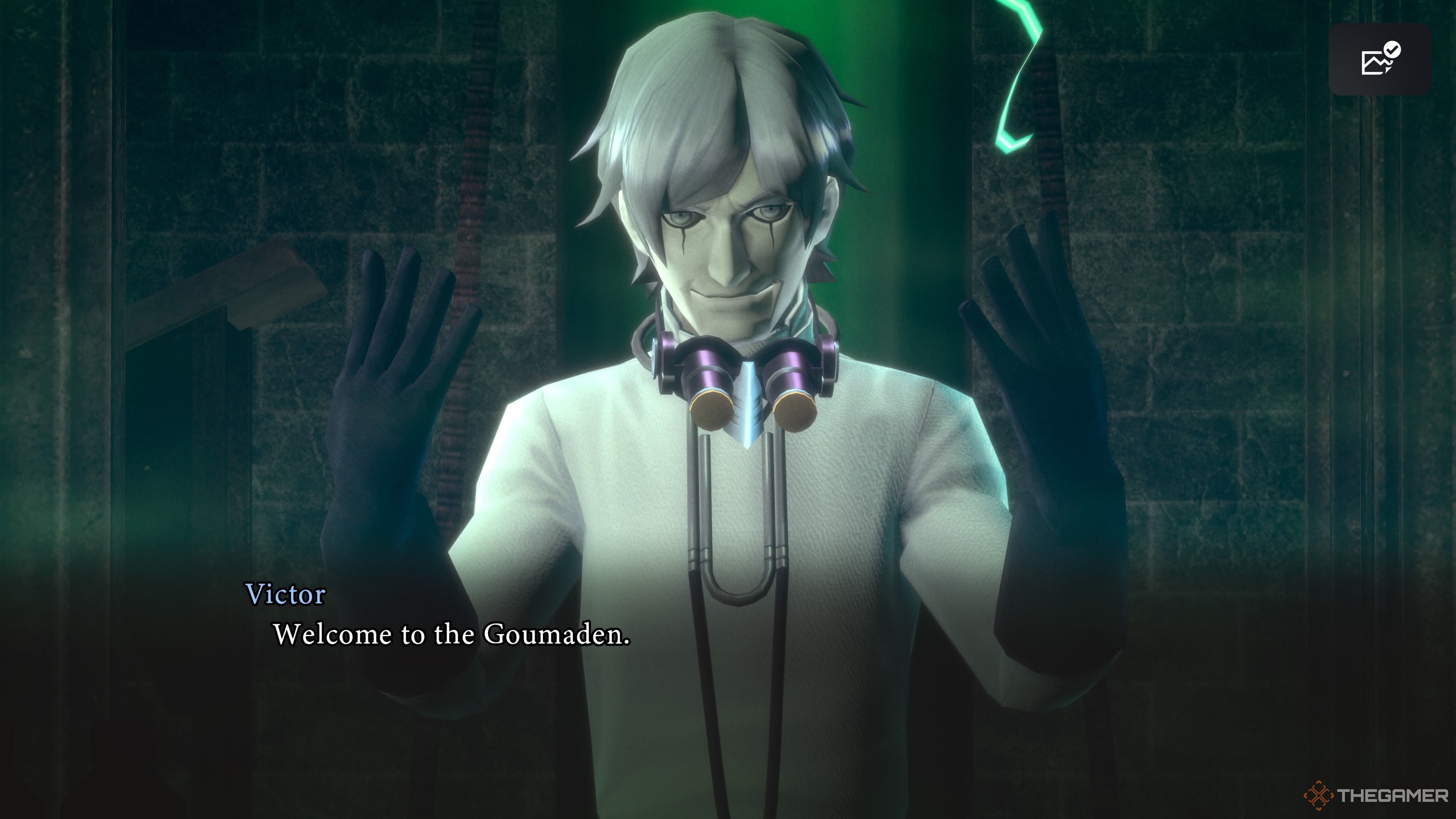 Victor when you first enter the Goumaden in Raidou Remastered The Mystery of the Soulless Army.