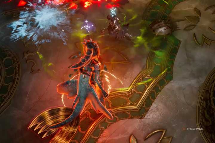 Warlock fighting champions and bosses in the Gauntlet of Strife in Last Epoch.