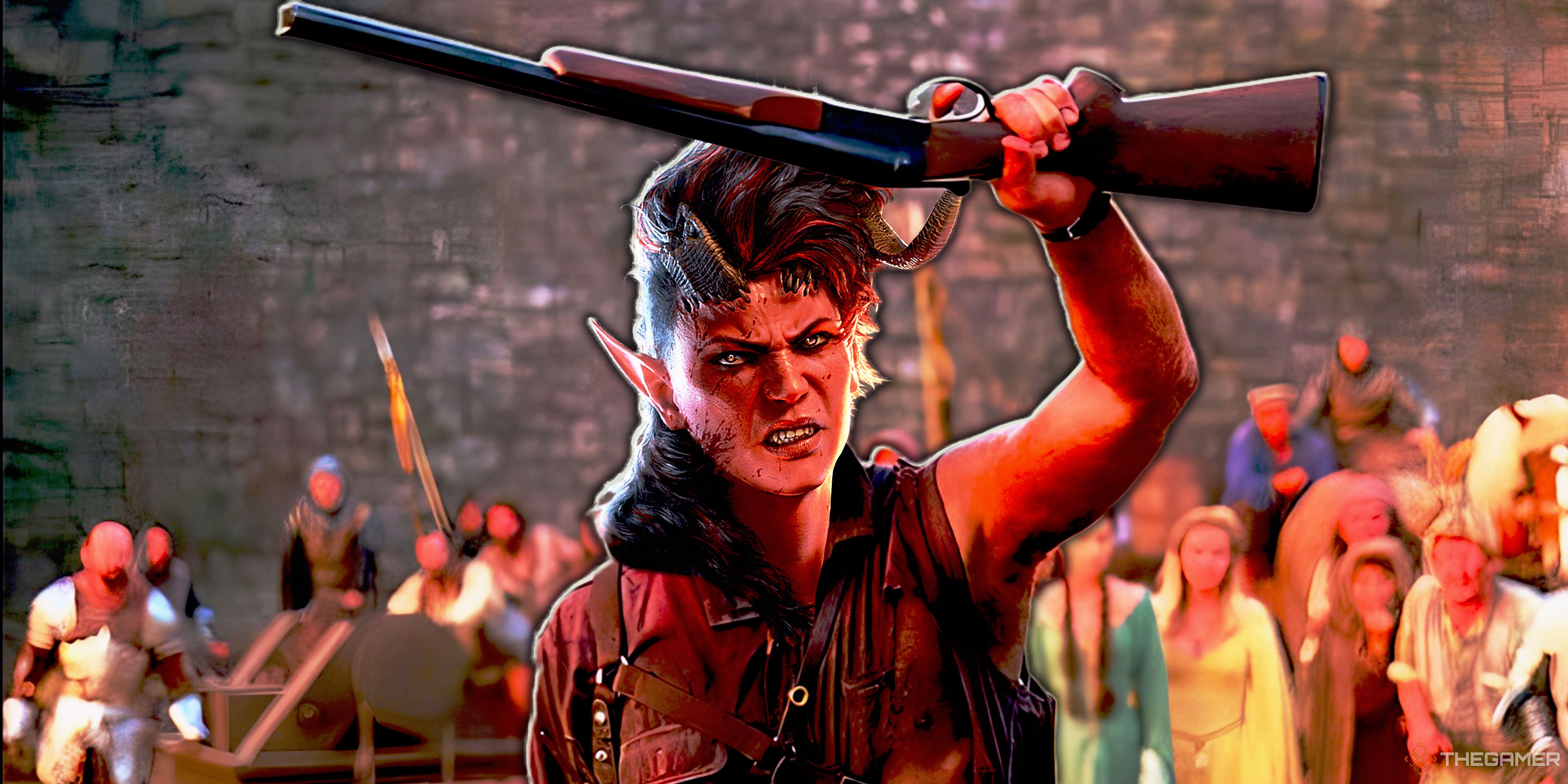 Karlach as Ash from Army of Darkness.