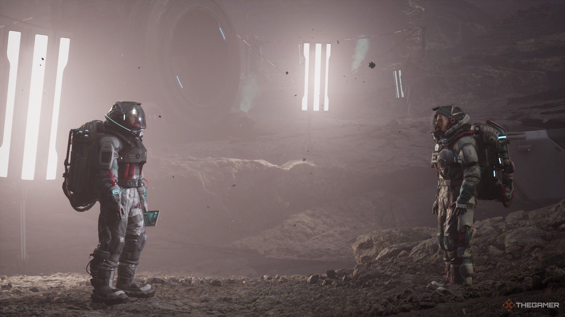 Jan and the Technician face off at the rebel base in The Alters.