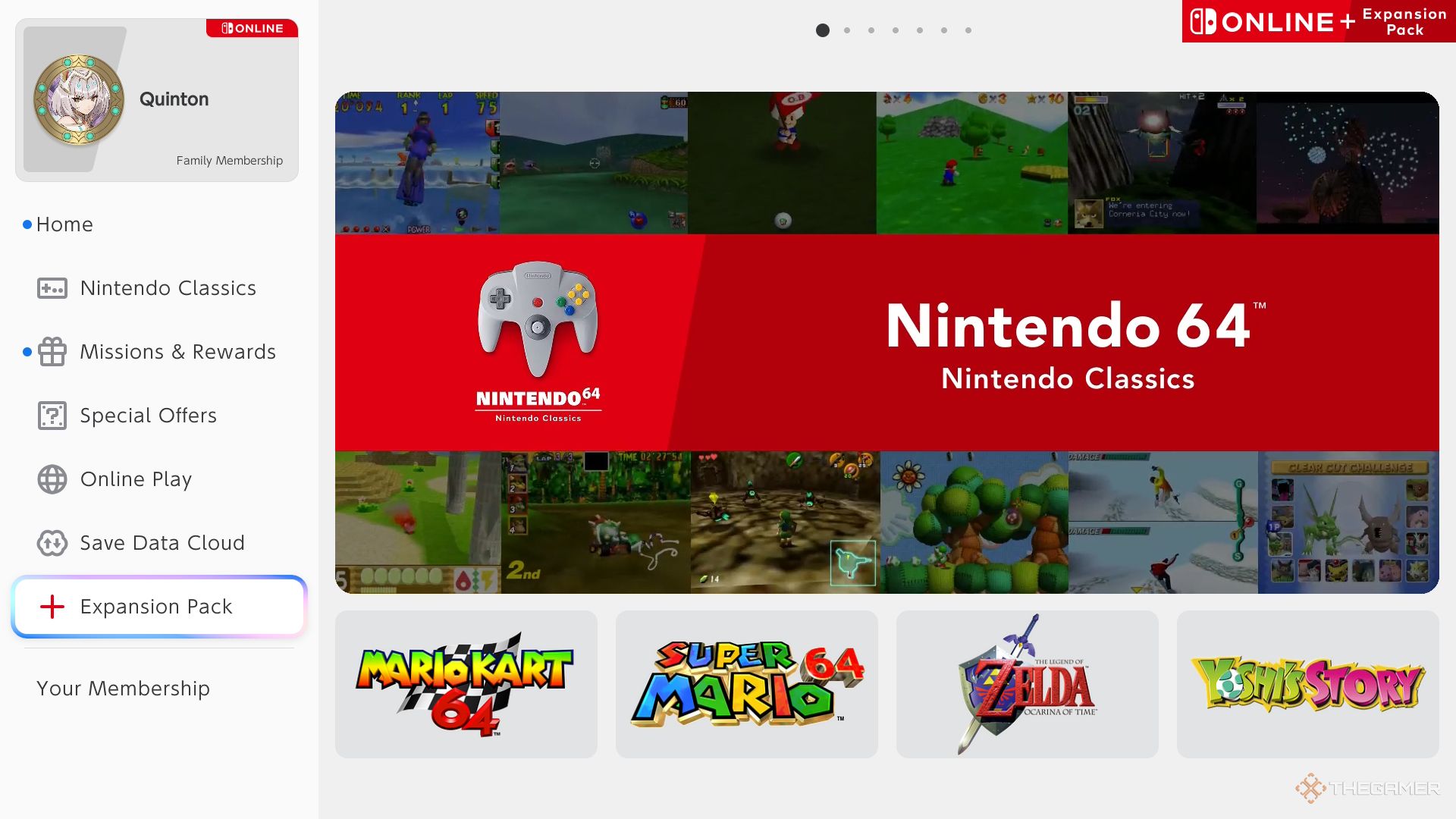 The Nintendo 64 Nintendo Classics download screen.