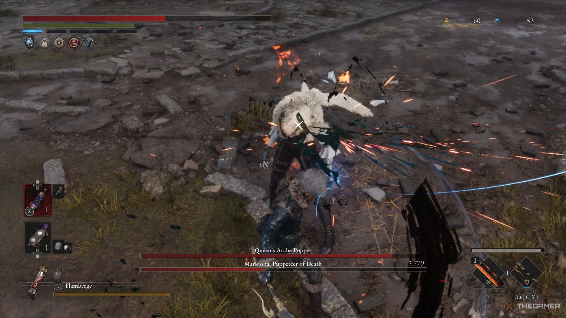 Player performs a Critical Hit on Markiona in Lies of P: Overture.