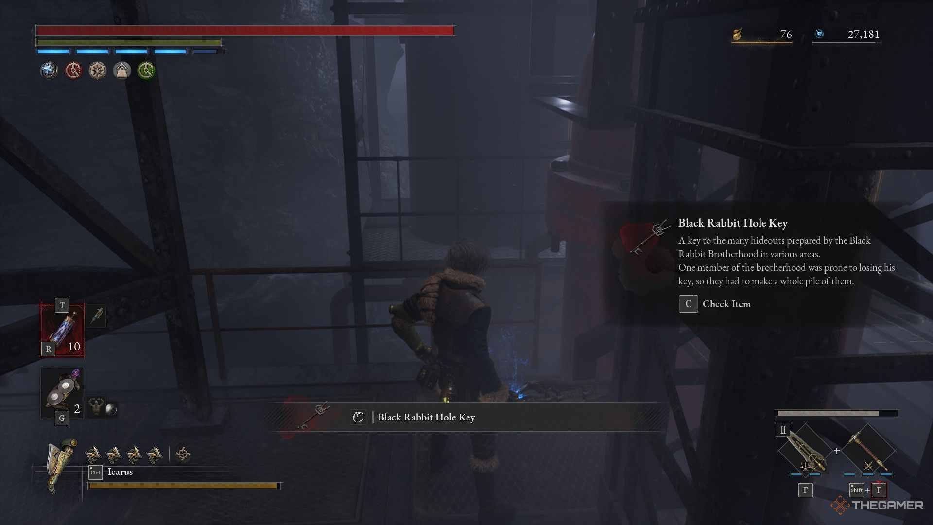 Player finds the third Black Rabbit Hole Key in Pistis Harbour in Lies of P: Overture.