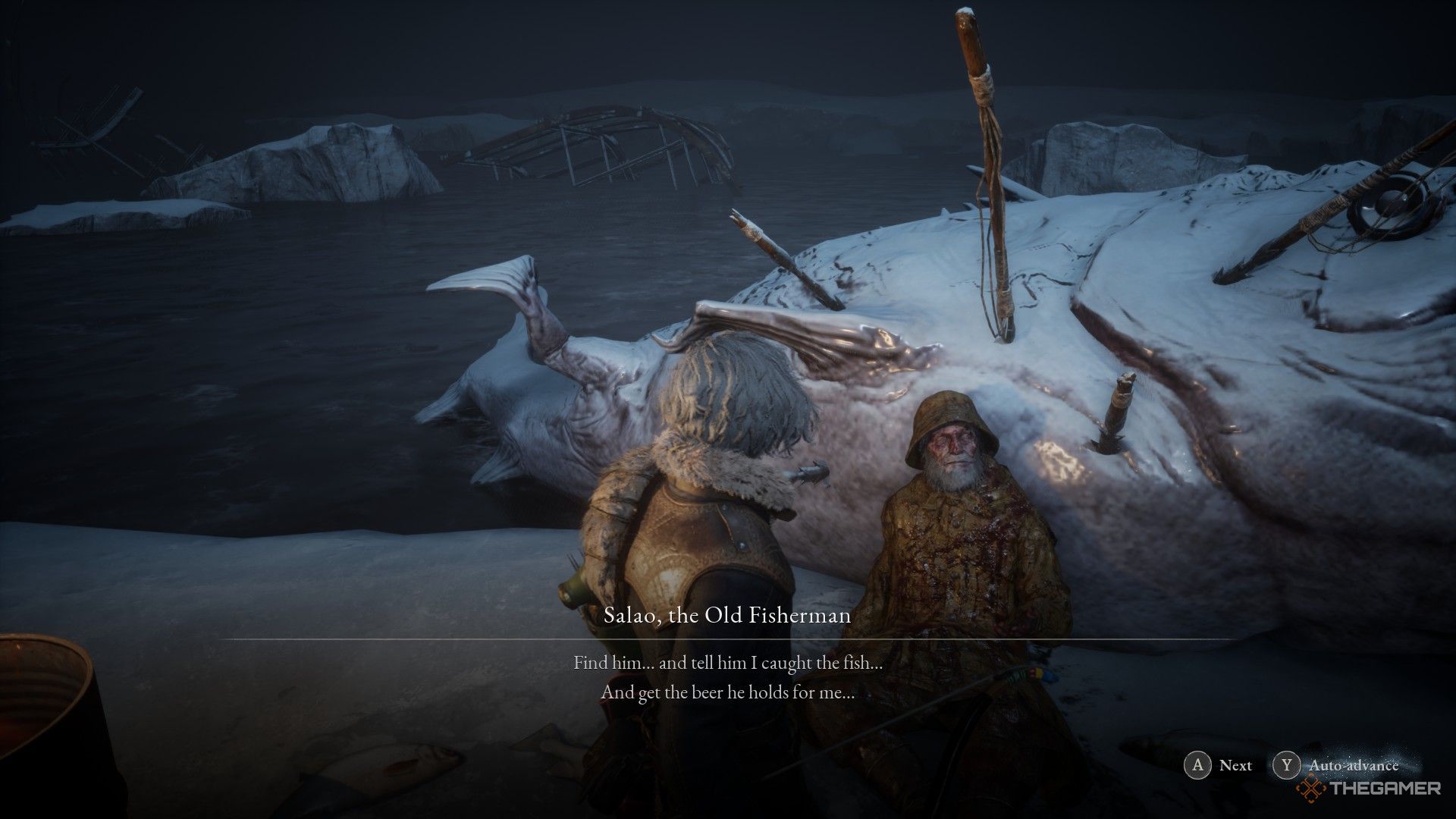 Salao asks the player to retrieve his bottle of beer in Lies of P: Overture.