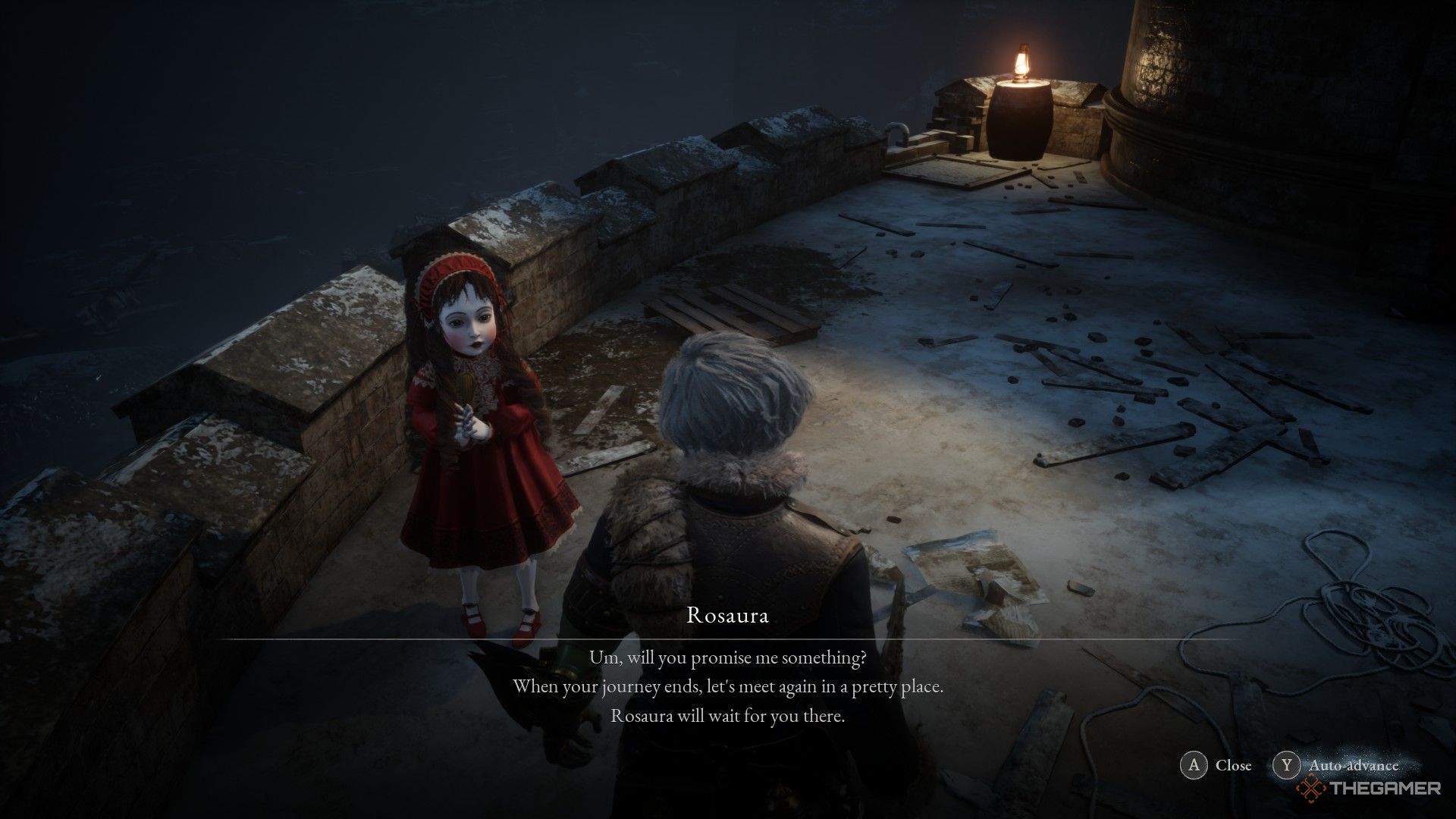 Rosaura promises to meet the player at a pretty place in Lies of P: Overture.