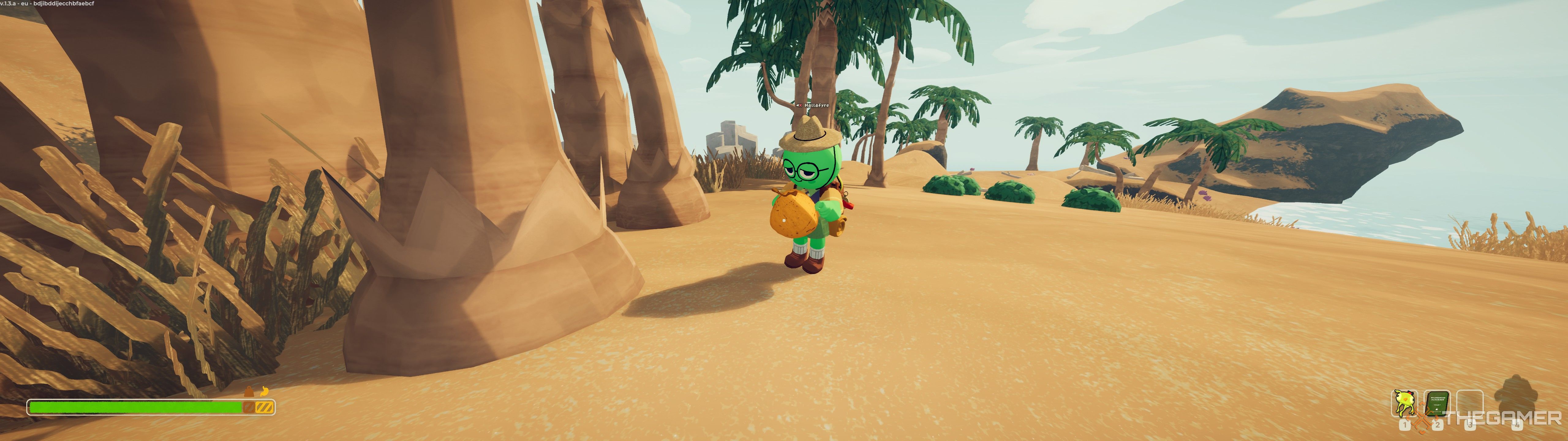 Player holding a coconut in Peak.