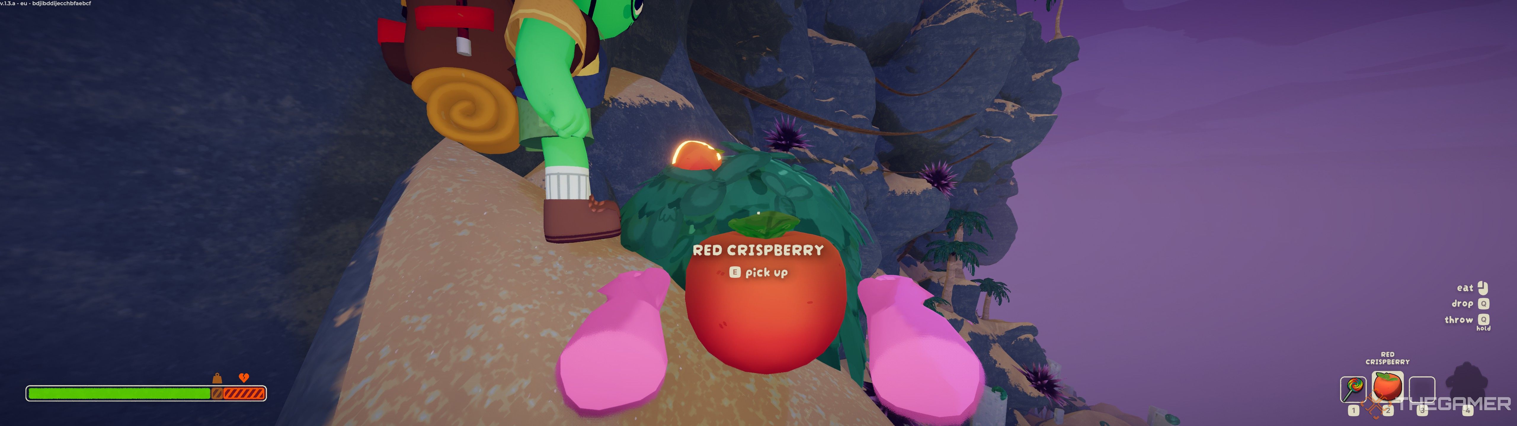 Player holding a berry in Peak.