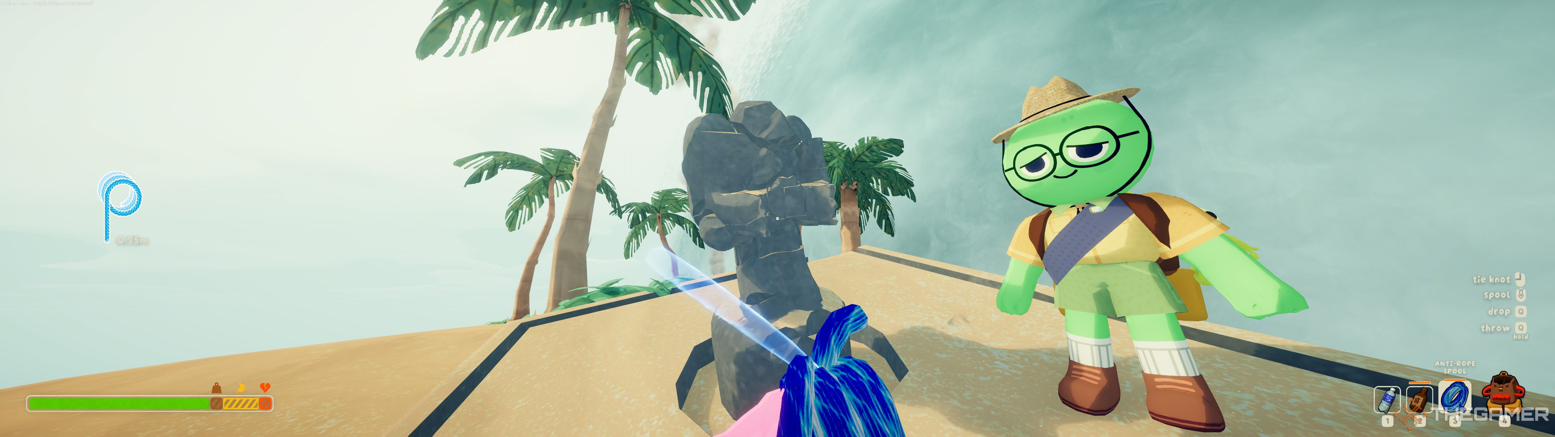 Player holding rope in Peak.