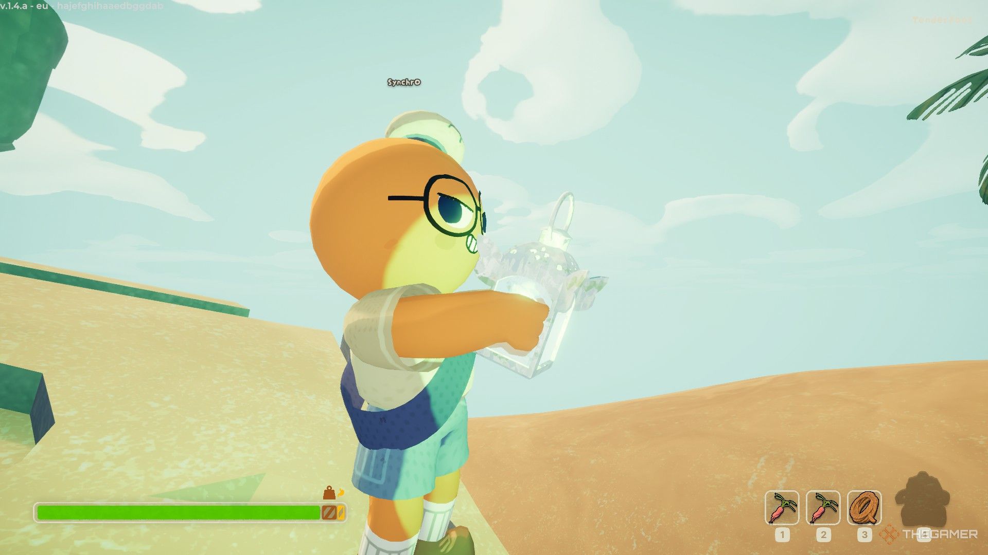 Player holding a Faerie Light in Peak.
