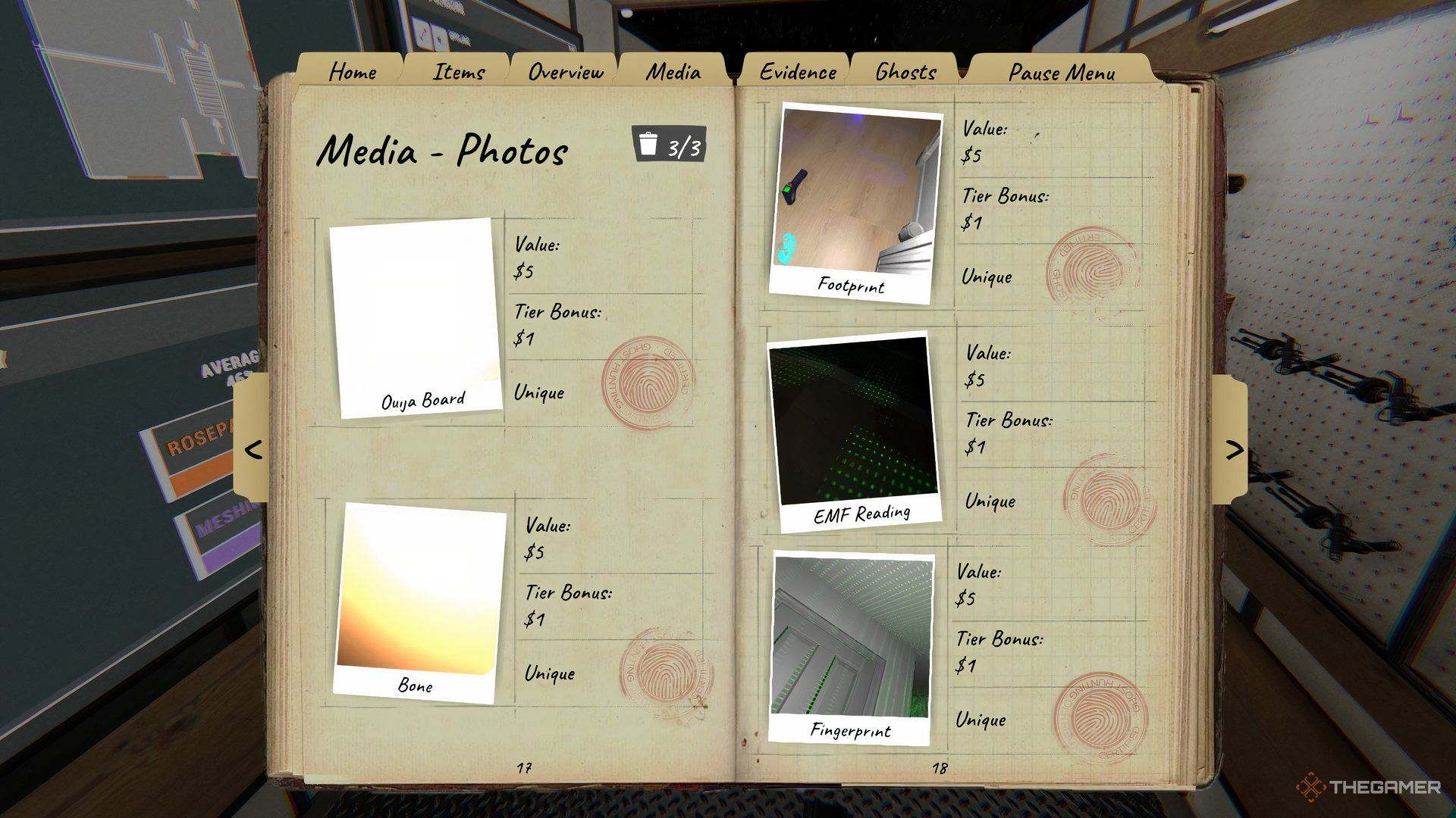 The Media Photos Page In The Phasmophobia Journal.