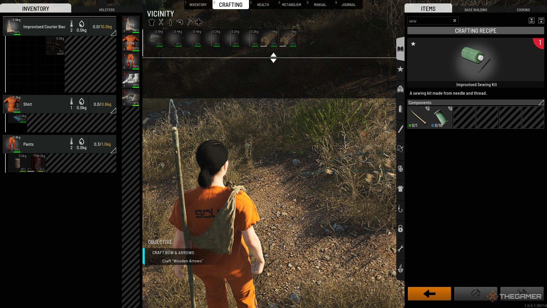 the crafting menu in scum, with the improvised sewing kit highlighted.