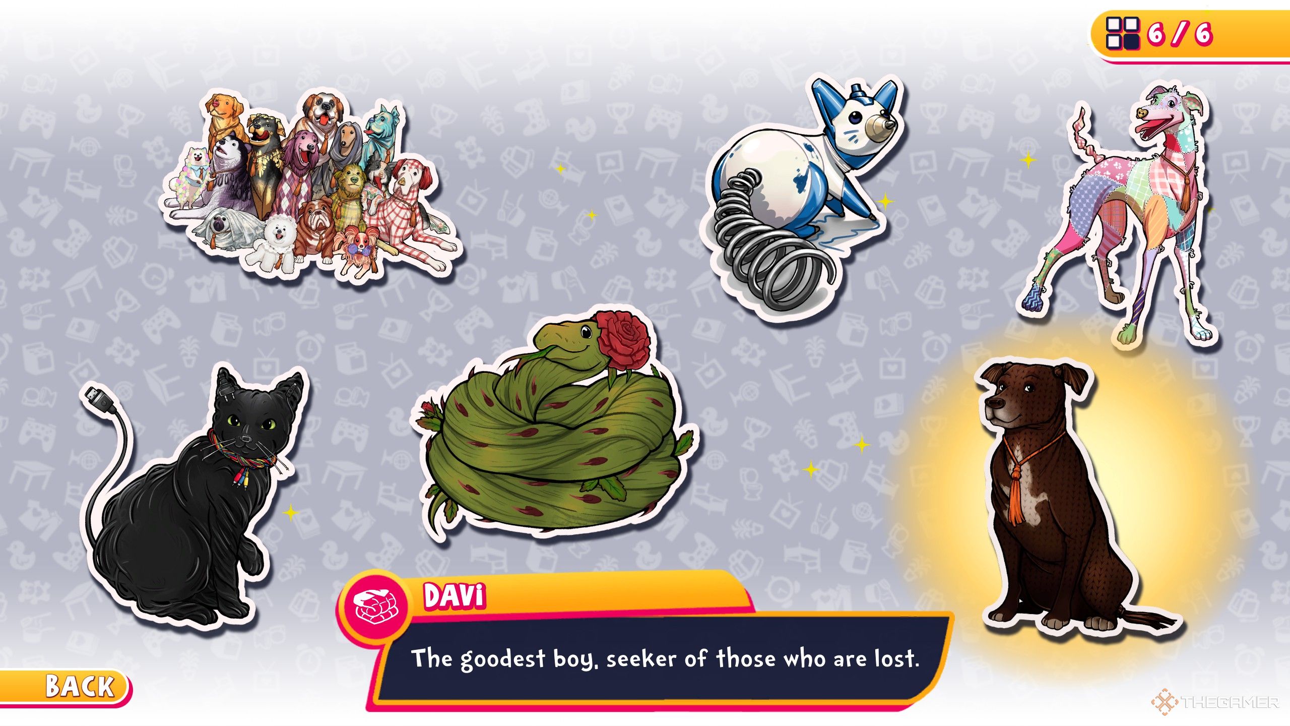 Davi as seen in the collectibles menu in date everything.