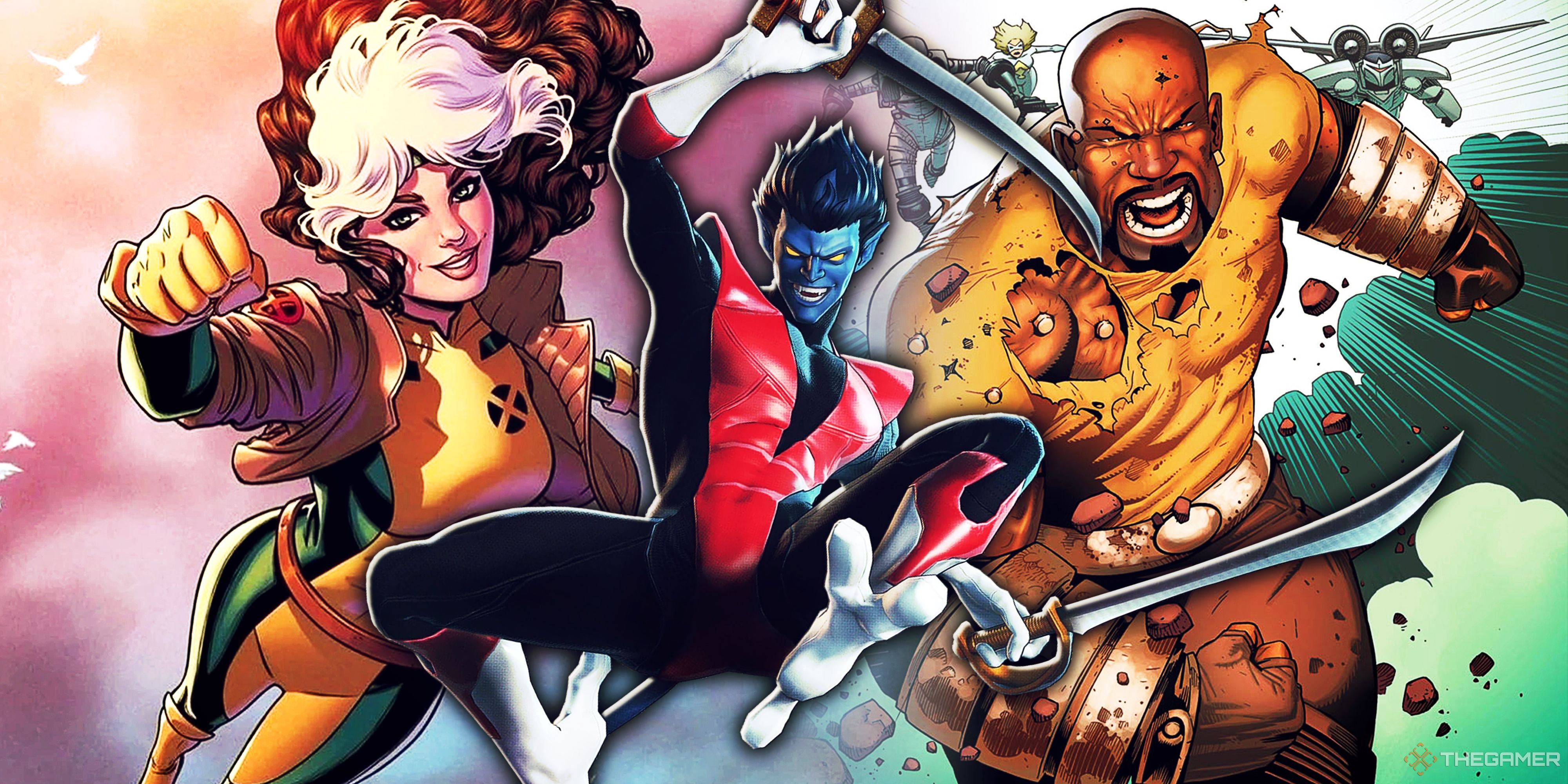 Rogue, Nightcrawler and Luke Cage.