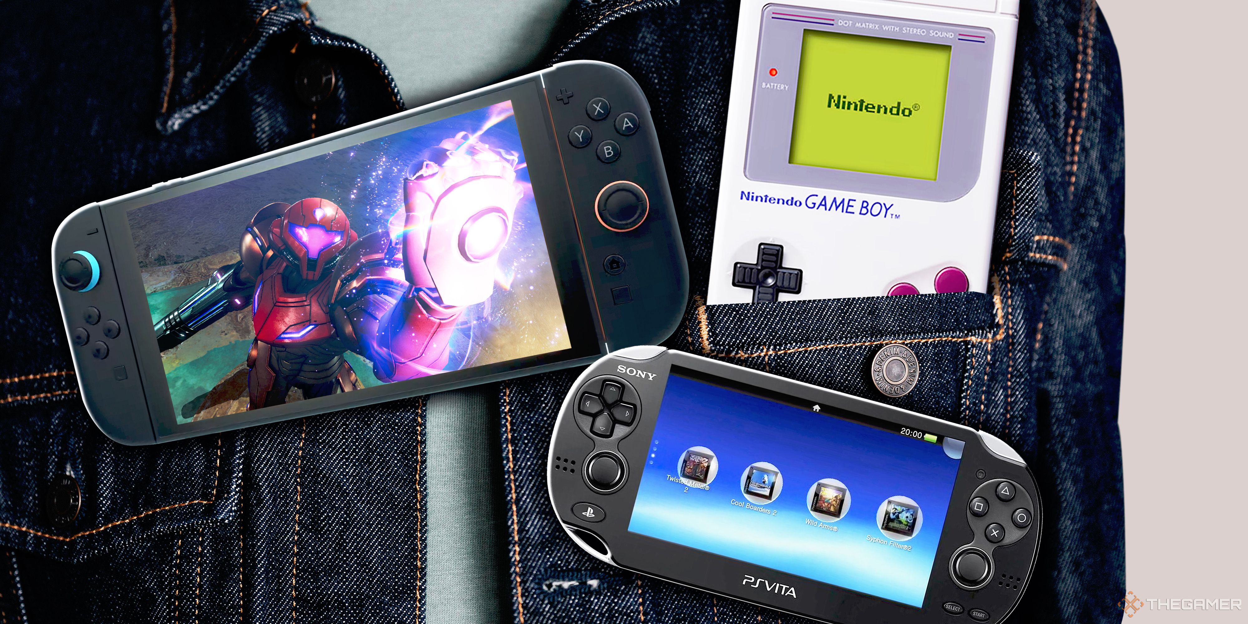 Nintendo Switch 2, Gameboy Classic and Playstation Vita.