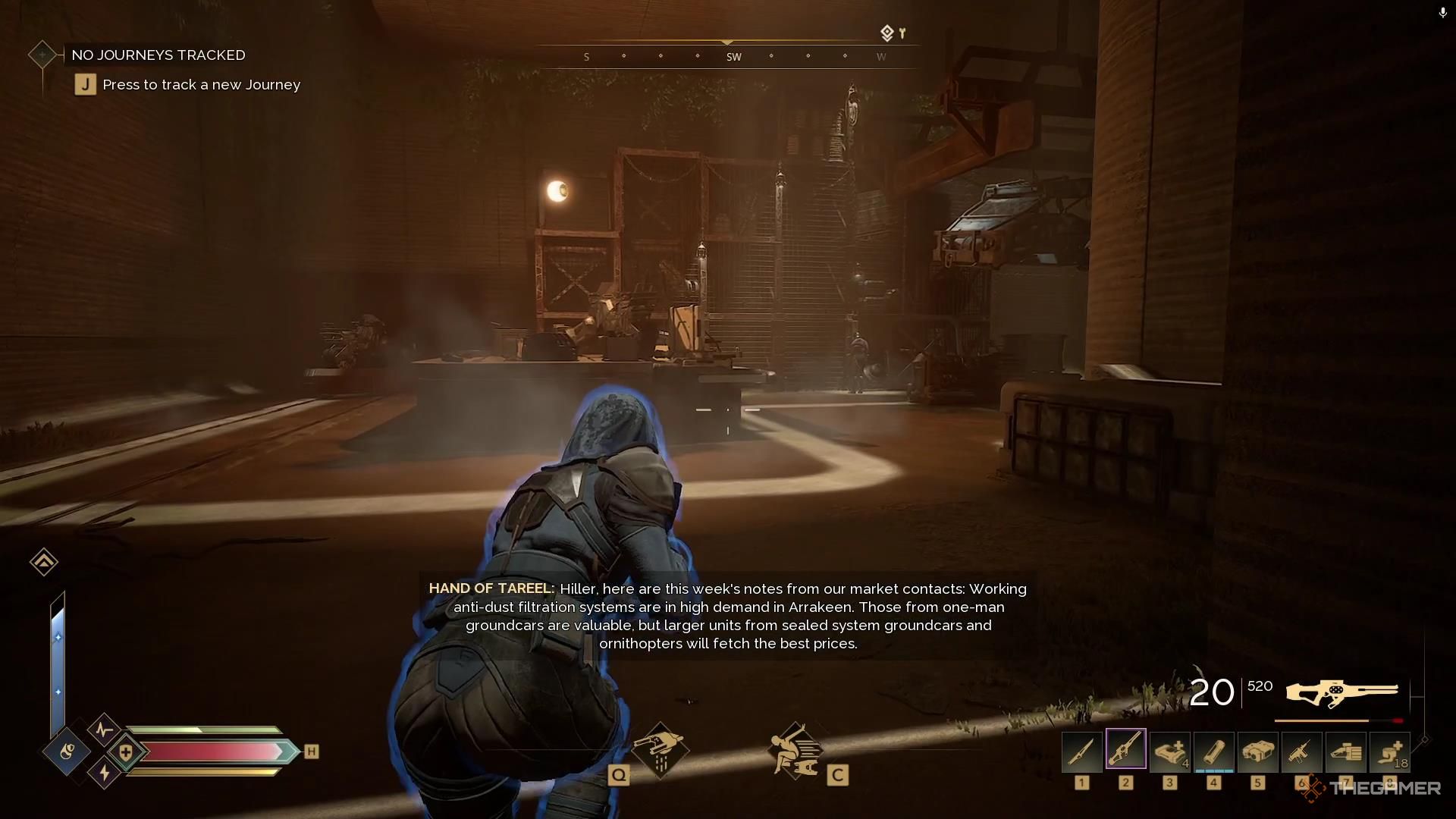 A character crouches into a room with an enemy in Dune Awakening.
