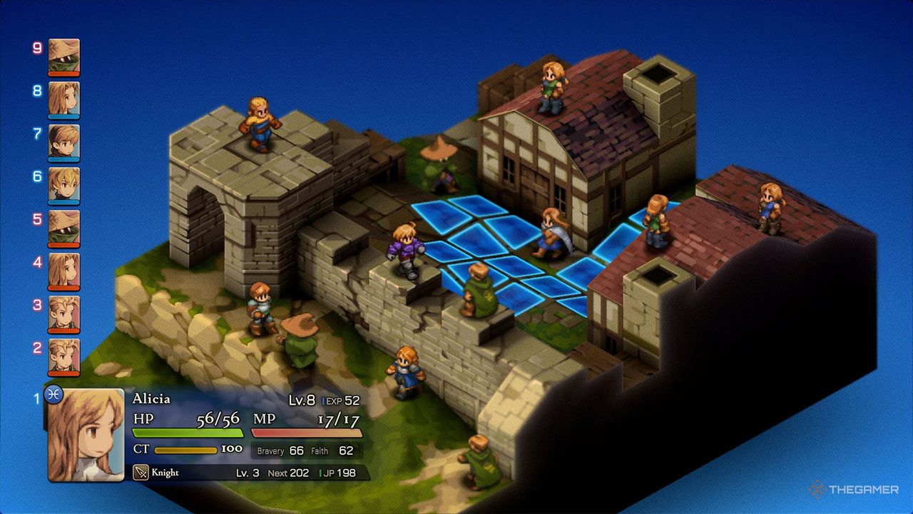 A city battlefield in Final Fantasy Tactics Ivalice Chronicles.