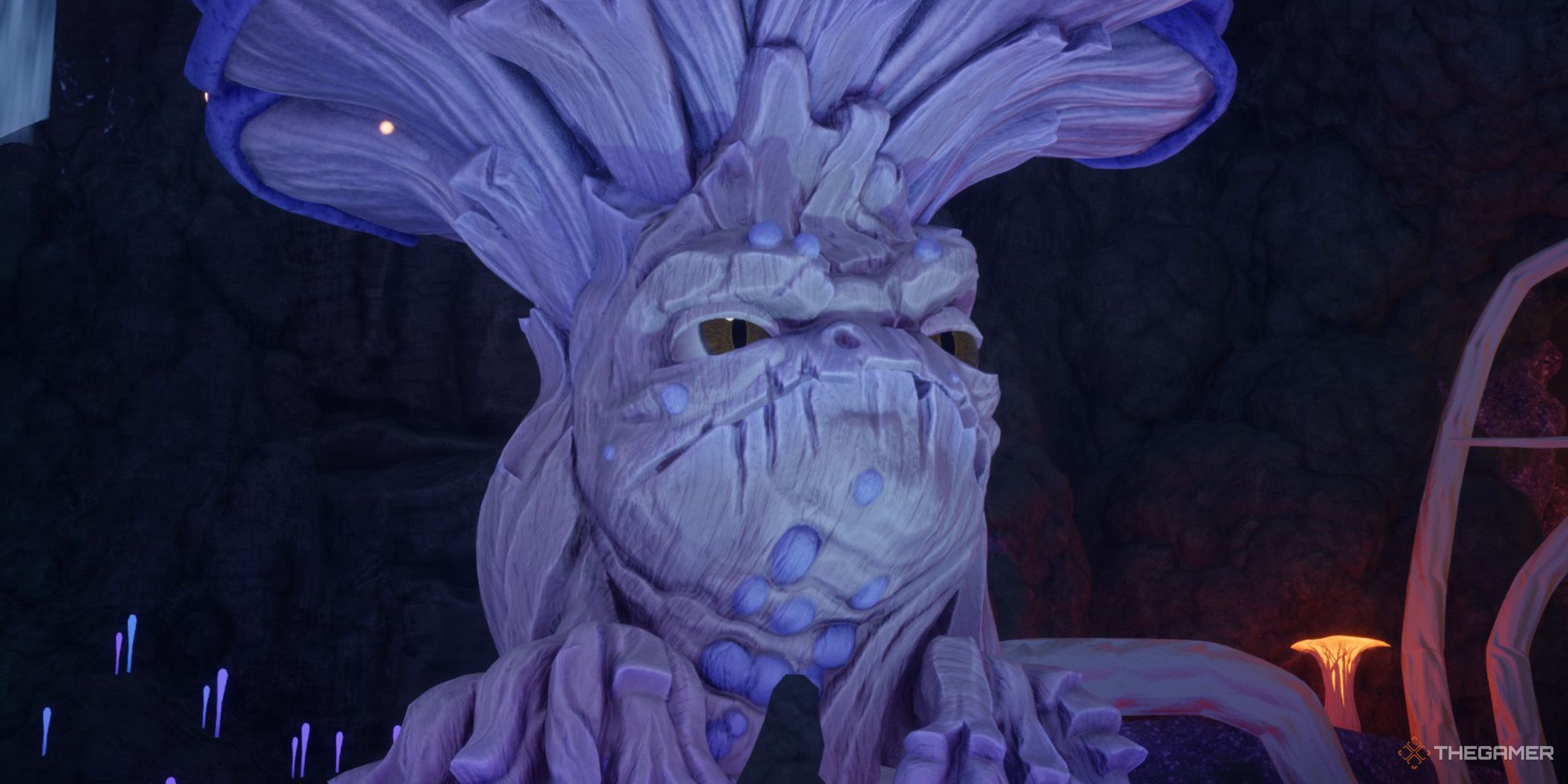 A Fungal Maw inside a dark cave in Revenge of the Savage Planet.