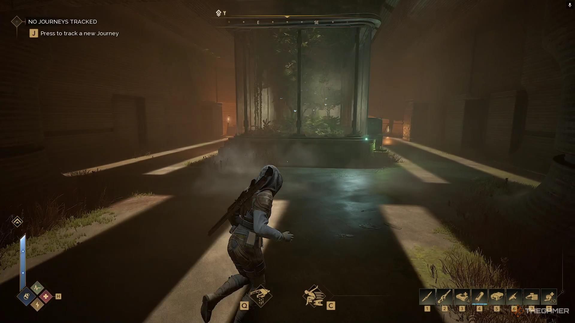 A large greenhouse sits in the middle of a widened hallway in Dune Awakening.