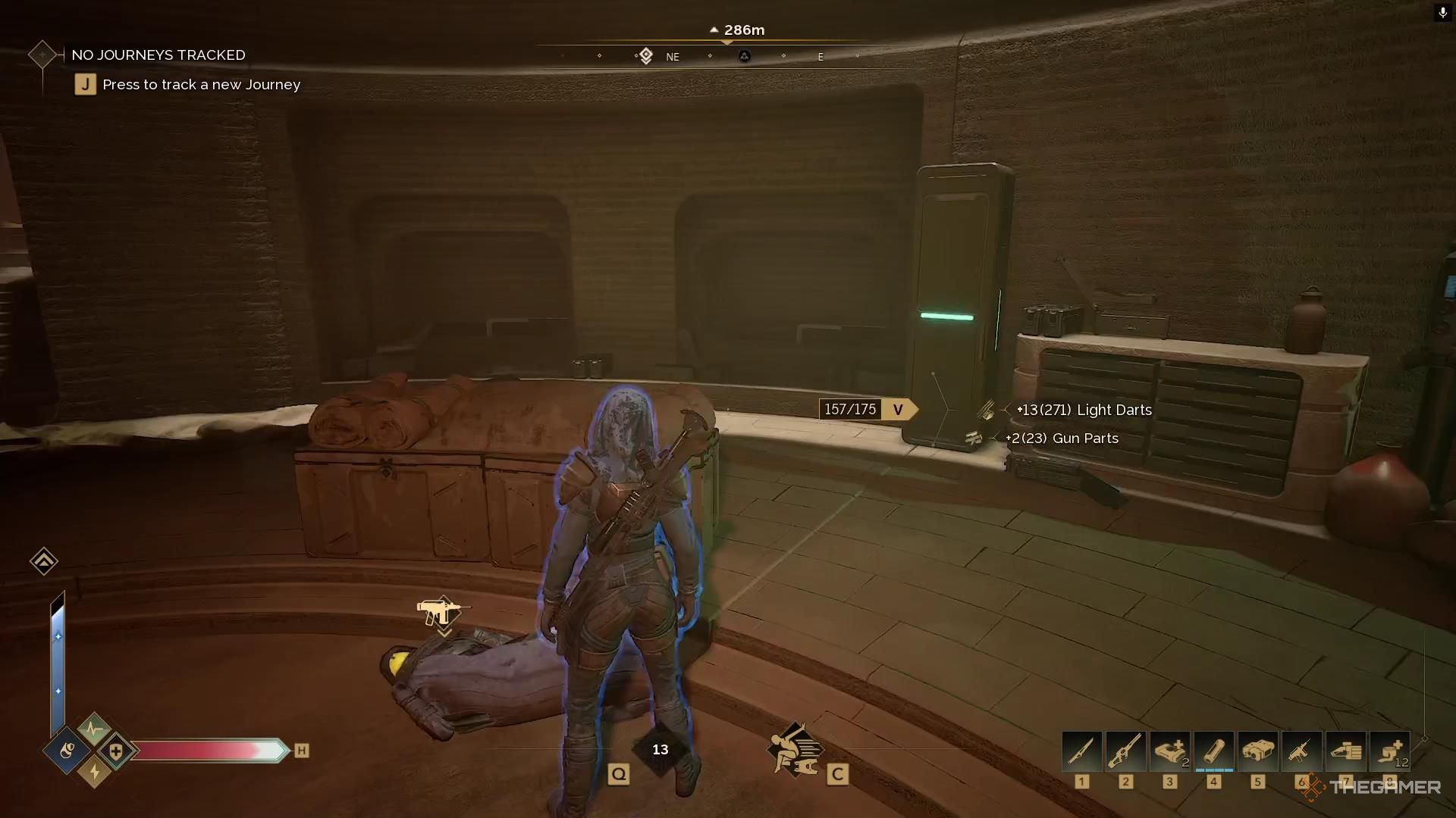 A locker stands near a bed in Dune Awakening.