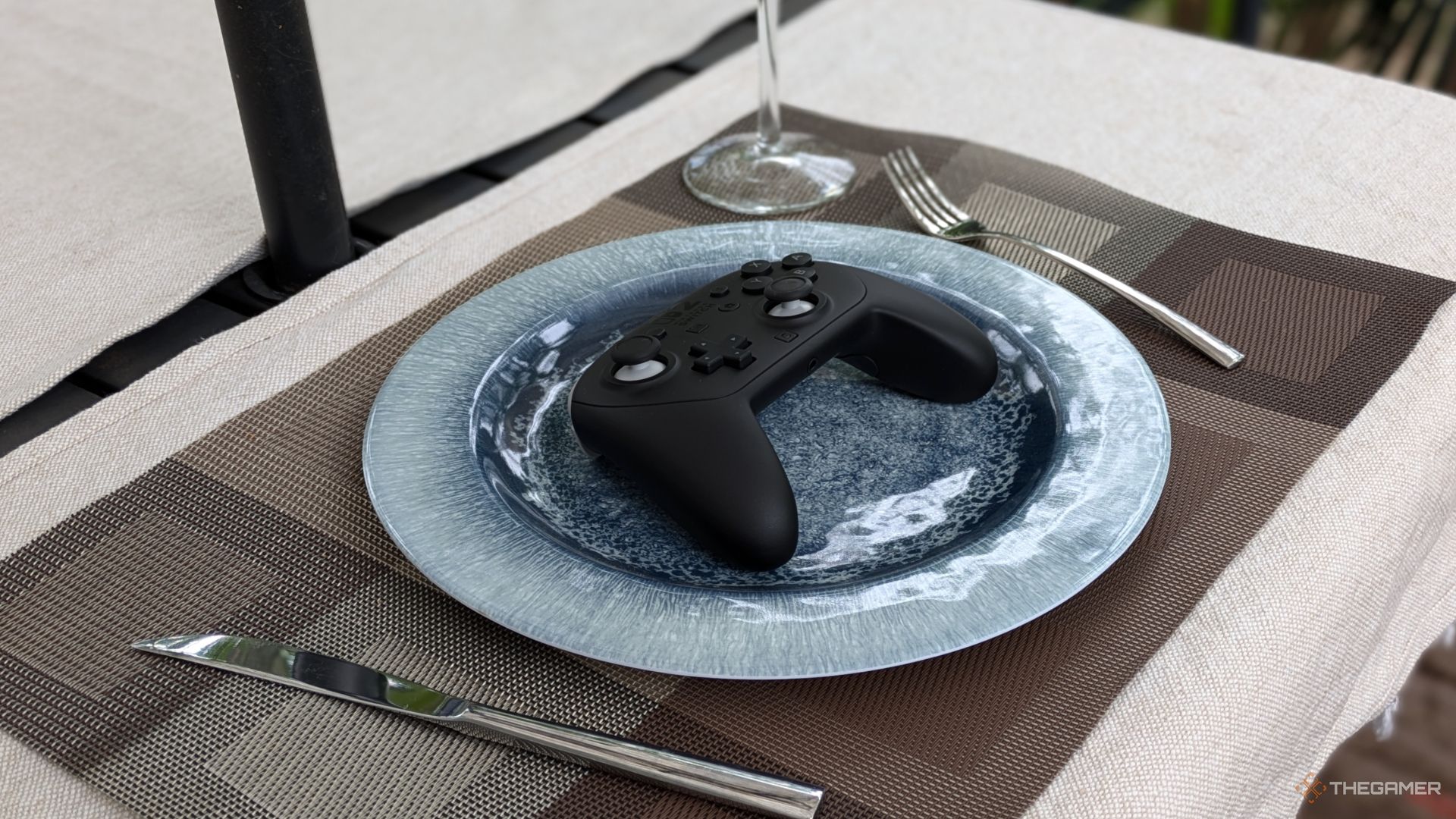 A Nintendo Switch 2 Pro Controller On A Plate.