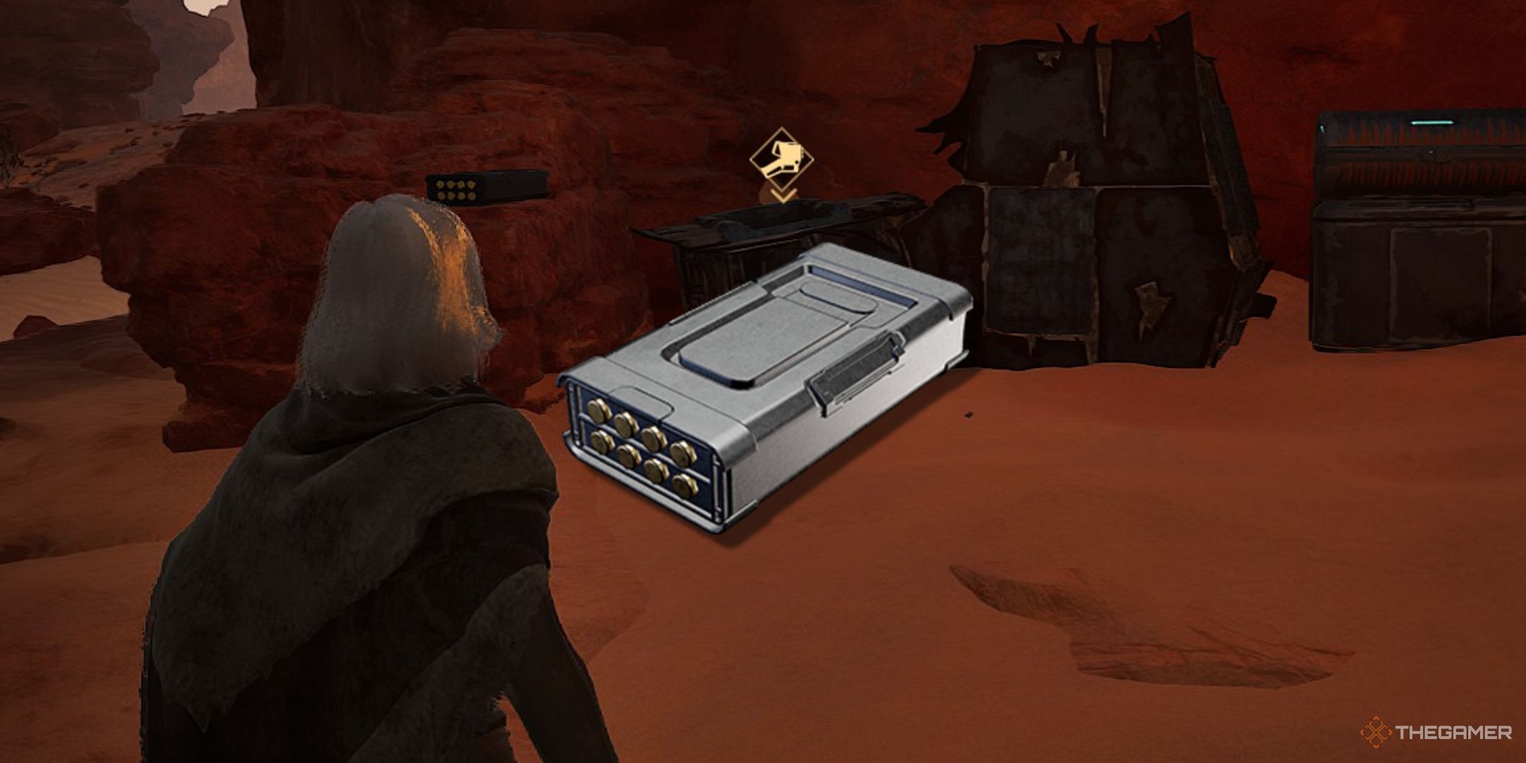 A picture from Dune Awakening with a PNG of a fuel cell on top.